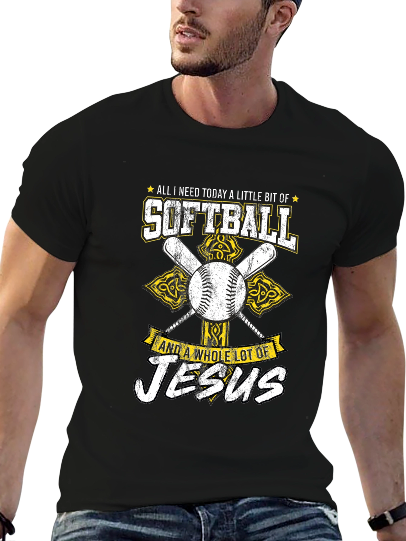 Softball & Jesus Graphic T-Shirt