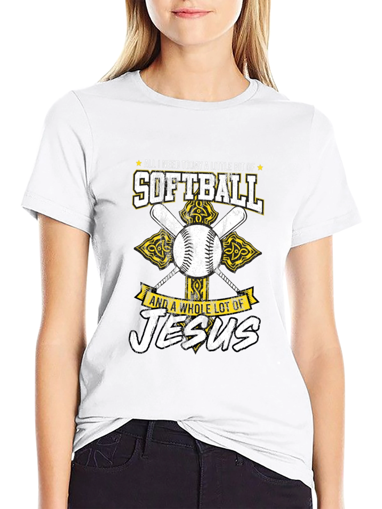Softball & Jesus Graphic T-Shirt