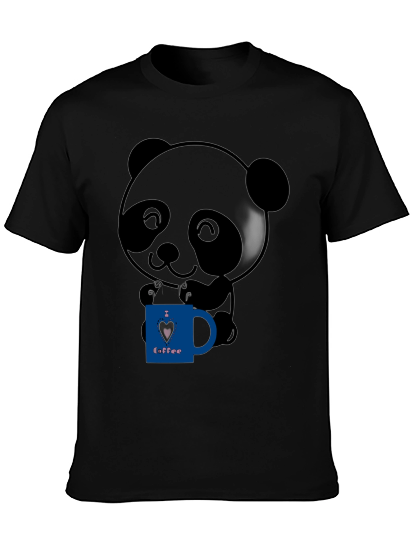 Cute Panda Bear I Love Coffee Graphic T-Shirt