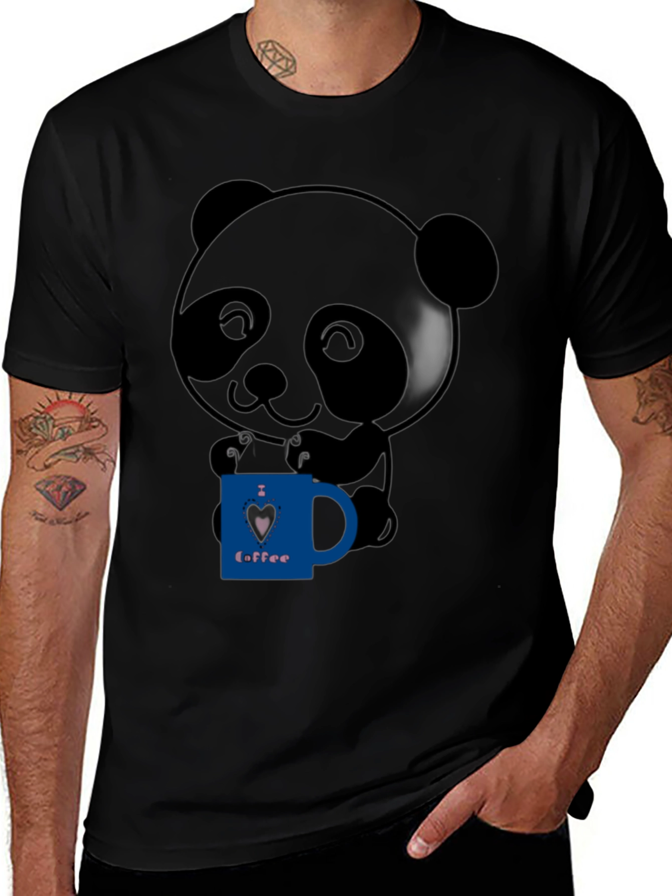 Cute Panda Bear I Love Coffee Graphic T-Shirt