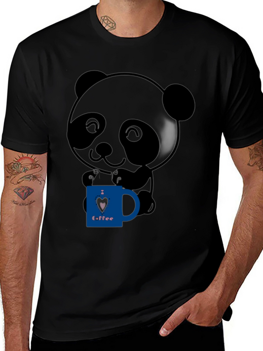 Cute Panda Bear I Love Coffee Graphic T-Shirt