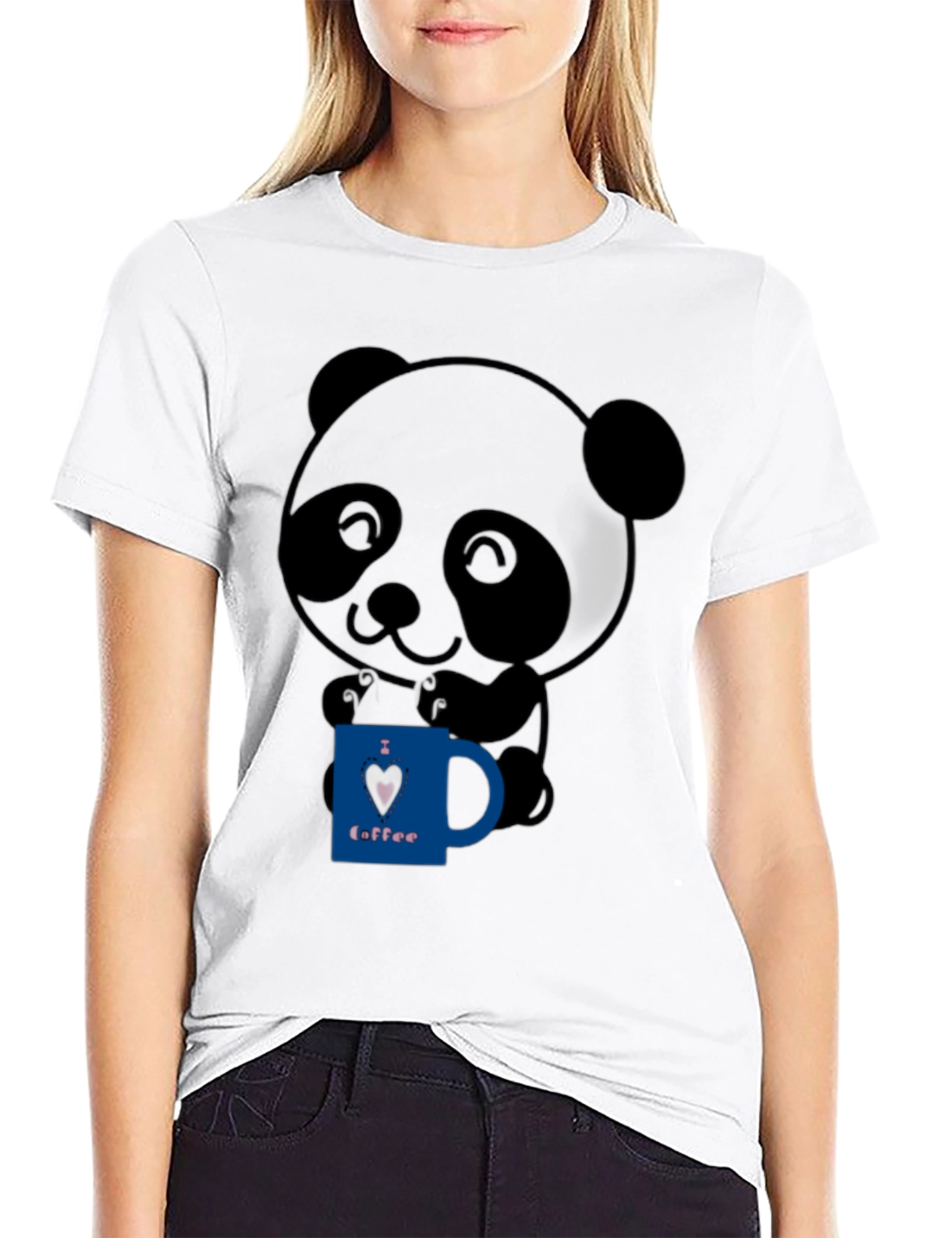 Cute Panda Bear I Love Coffee Graphic T-Shirt