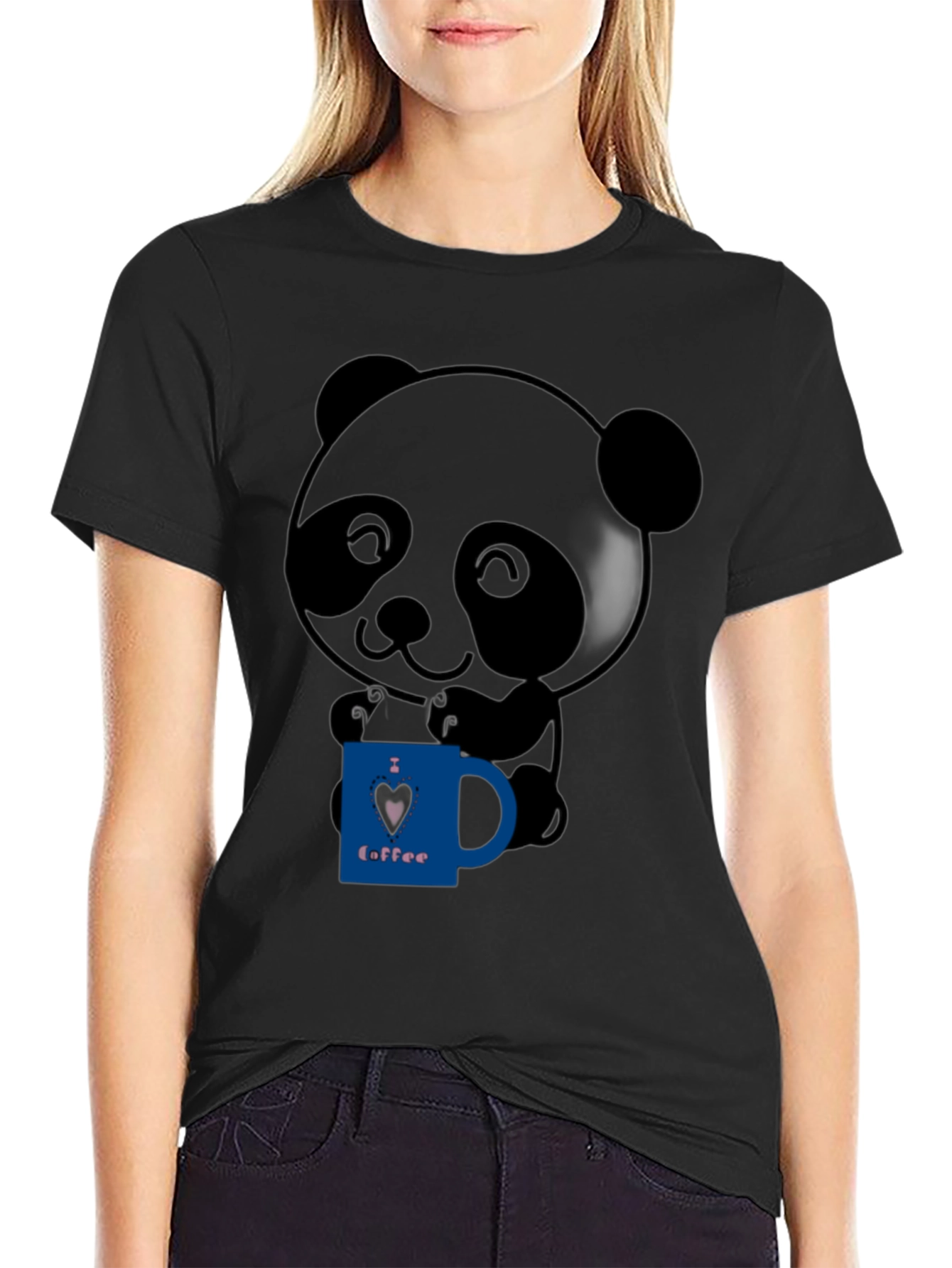 Cute Panda Bear I Love Coffee Graphic T-Shirt