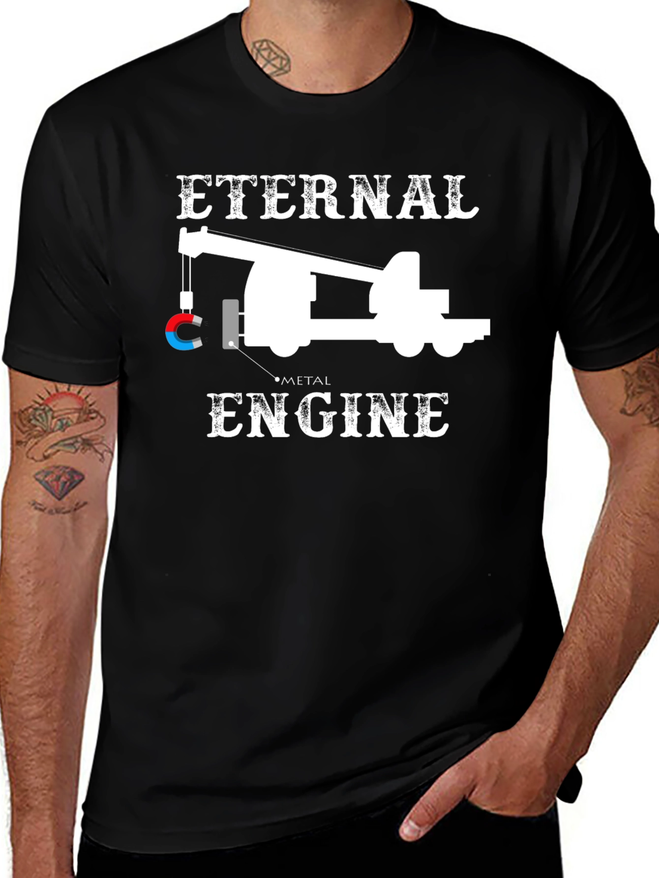 Eternal Metal Engine T-Shirt: Perpetual Motion Design