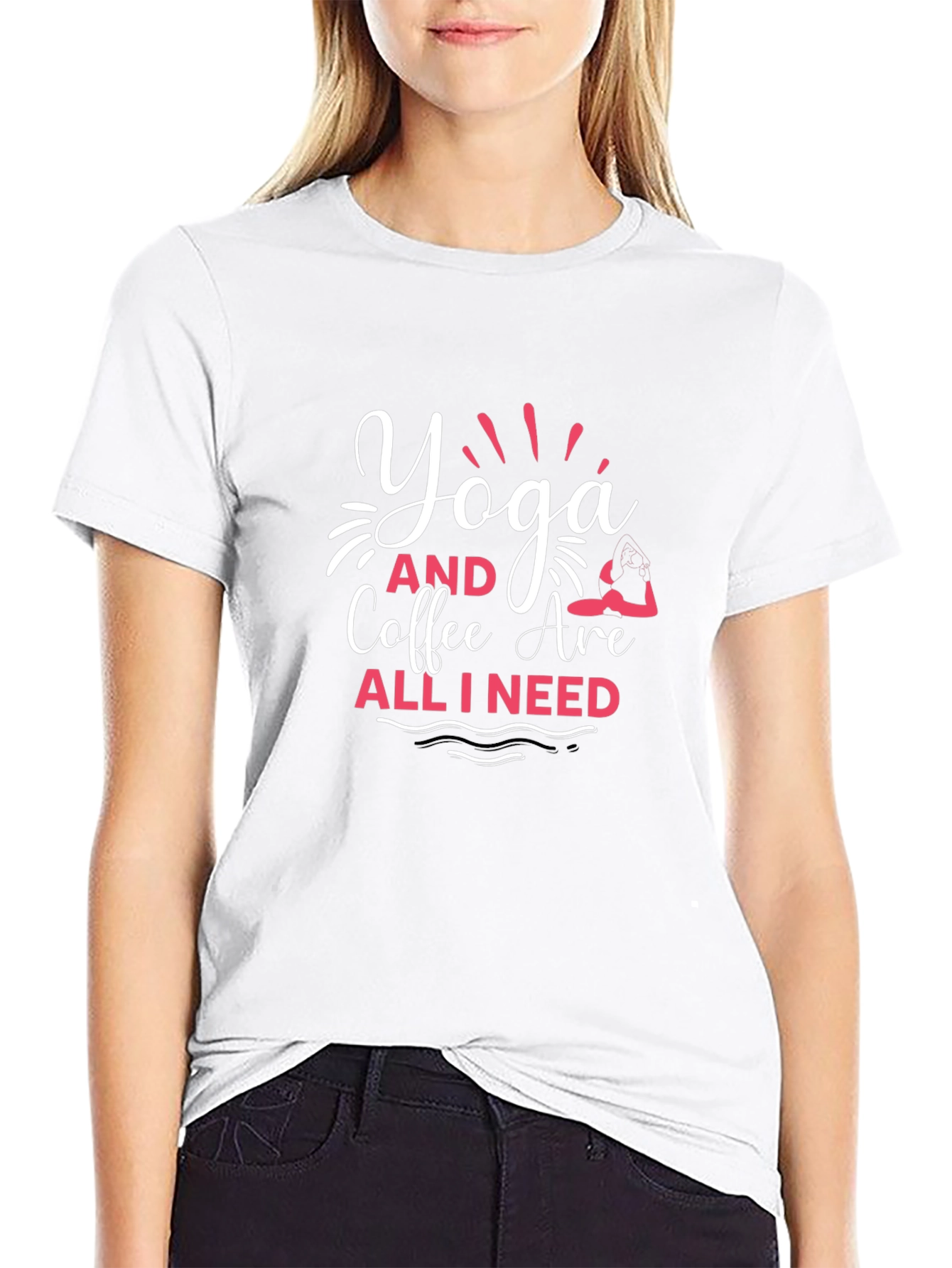 Yoga and Coffee Graphic T-Shirt - Black
