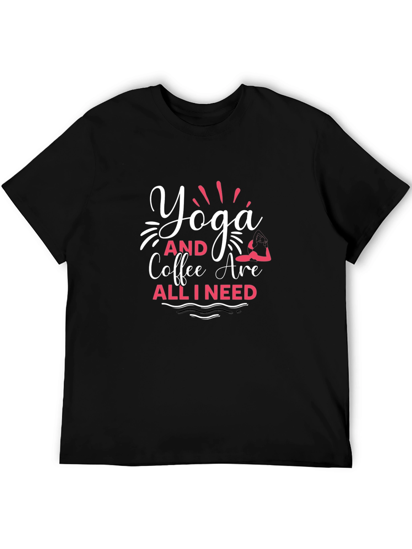 Yoga and Coffee Graphic T-Shirt - Black