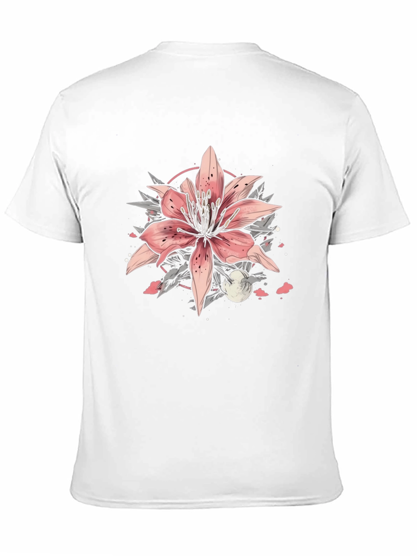 Floral Lily Graphic Tee - Stylish Black T-Shirt