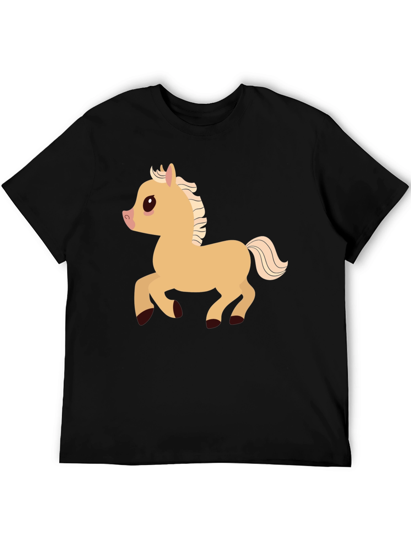 Cartoon Pony Graphic T-Shirt - Black Casual Tee