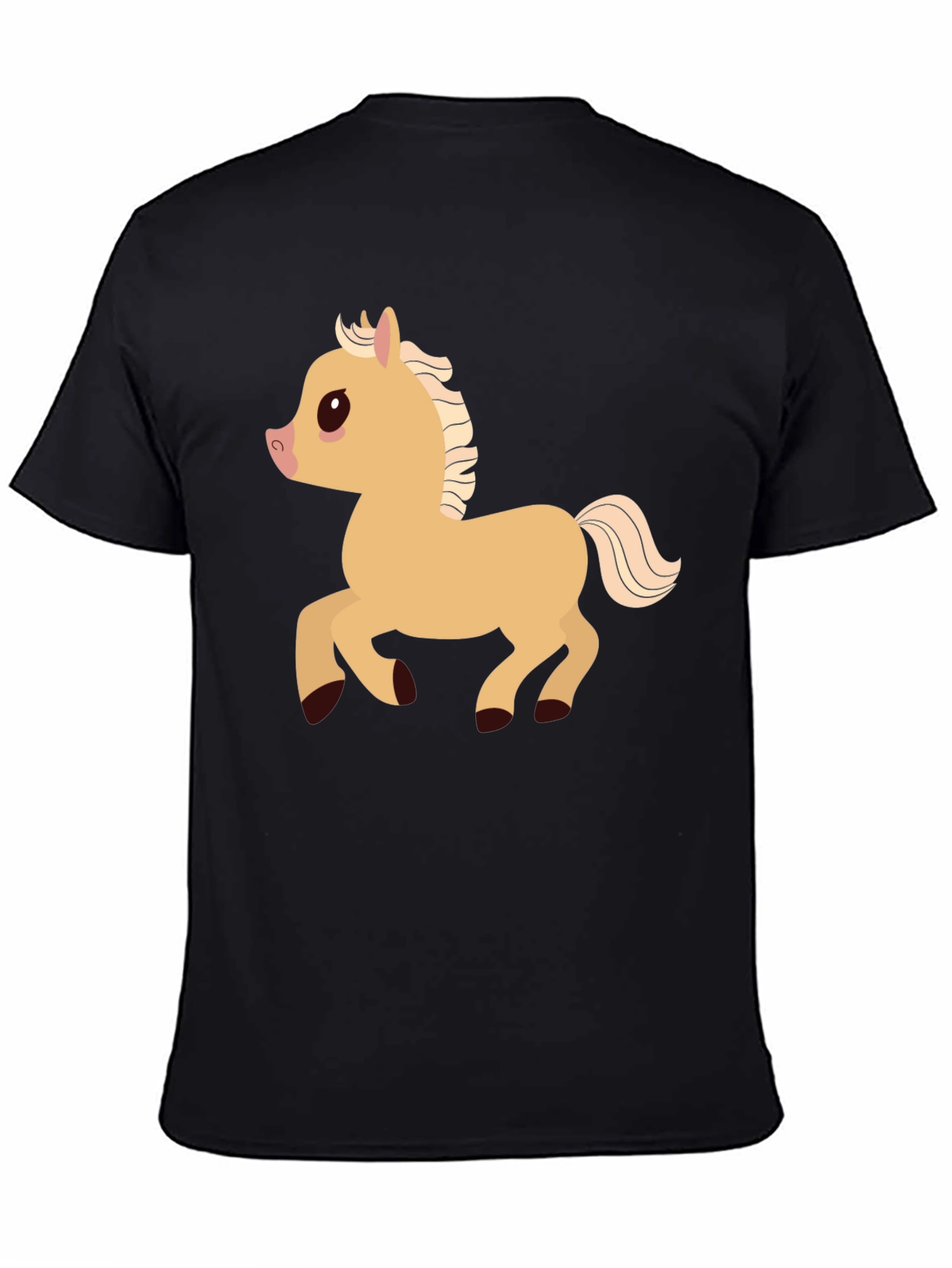 Cartoon Pony Graphic T-Shirt - Black Casual Tee