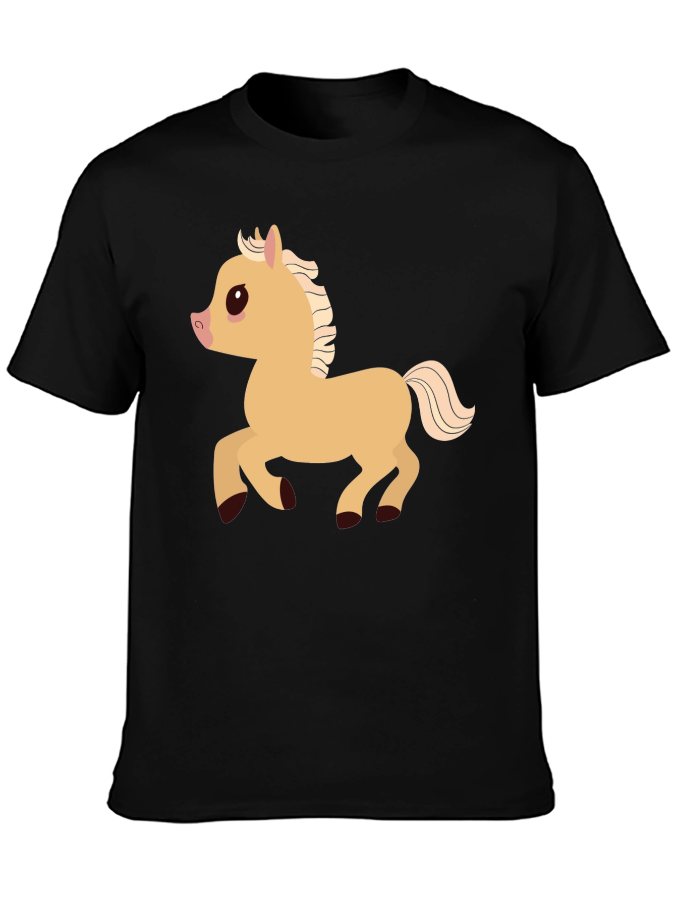 Cartoon Pony Graphic T-Shirt - Black Casual Tee