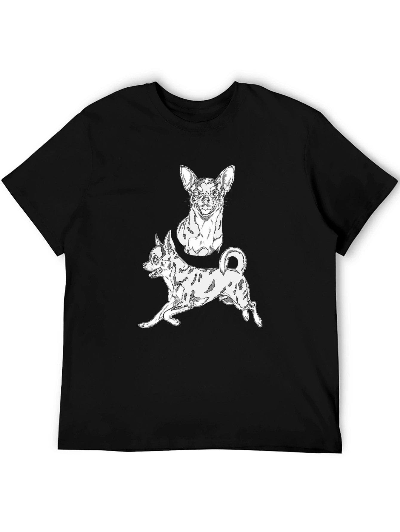 Chihuahua Graphic Tee - Black Cotton Blend Casual T-Shirt