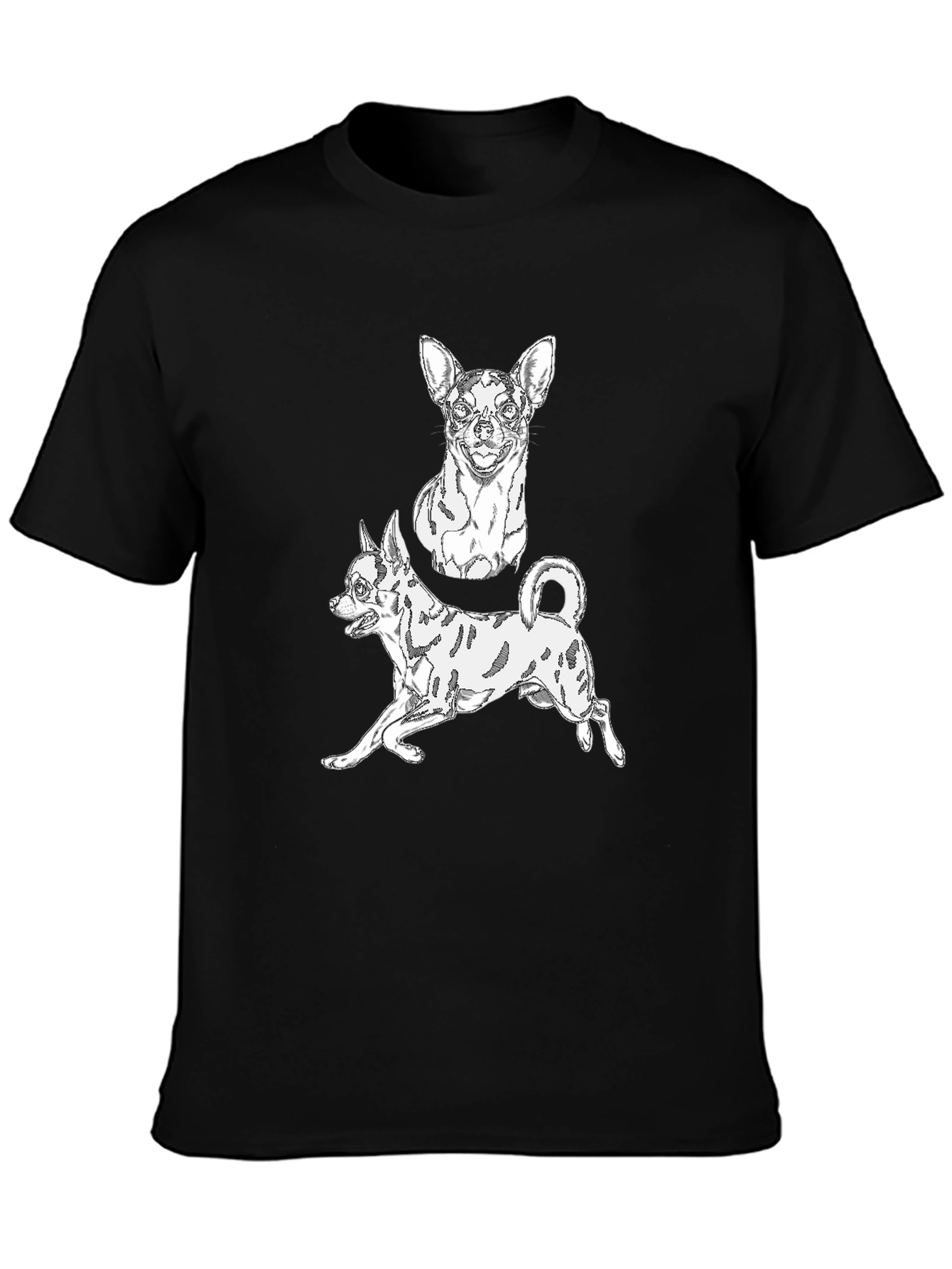 Chihuahua Graphic Tee - Black Cotton Blend Casual T-Shirt