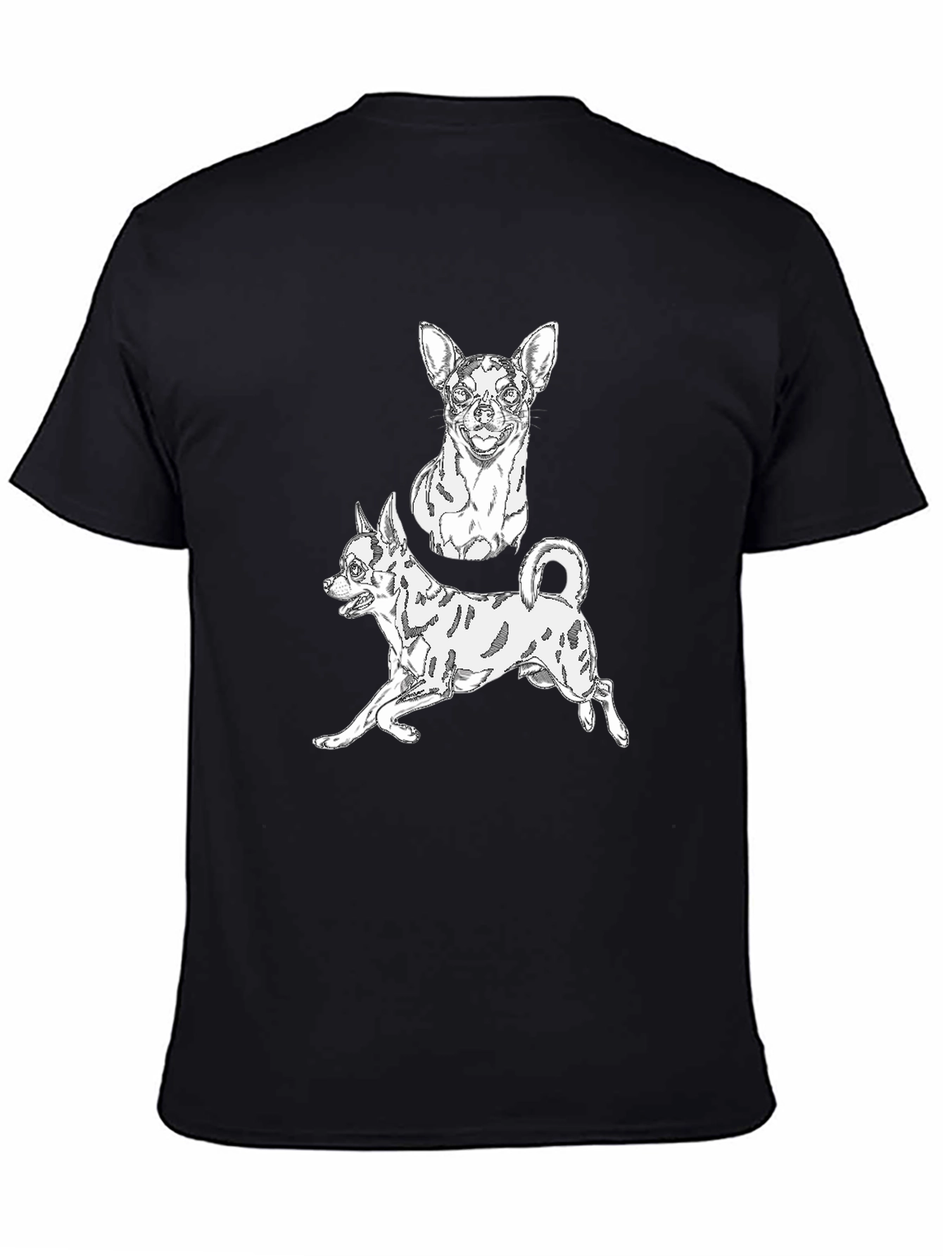 Chihuahua Graphic Tee - Black Cotton Blend Casual T-Shirt
