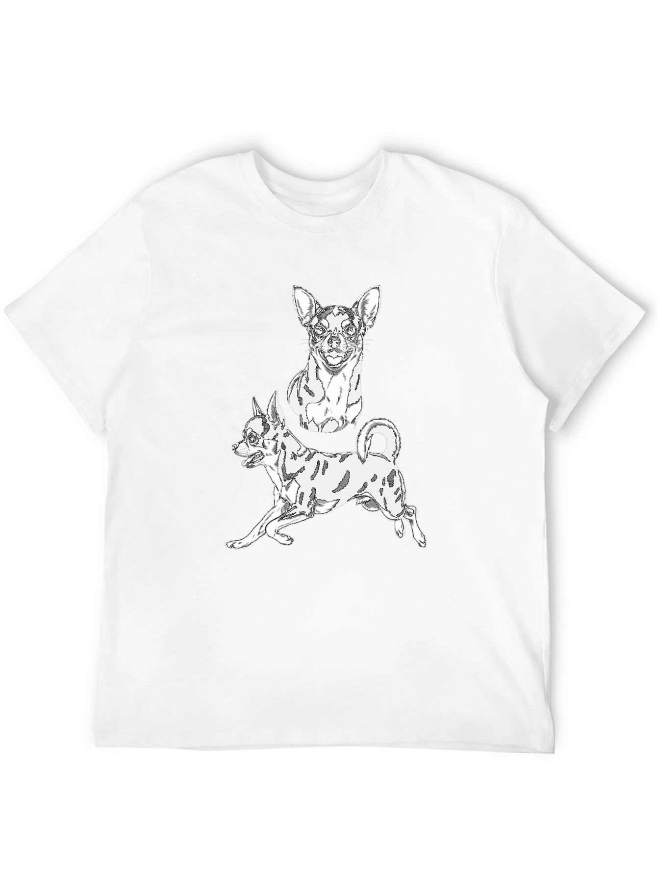 Chihuahua Graphic Tee - Black Cotton Blend Casual T-Shirt
