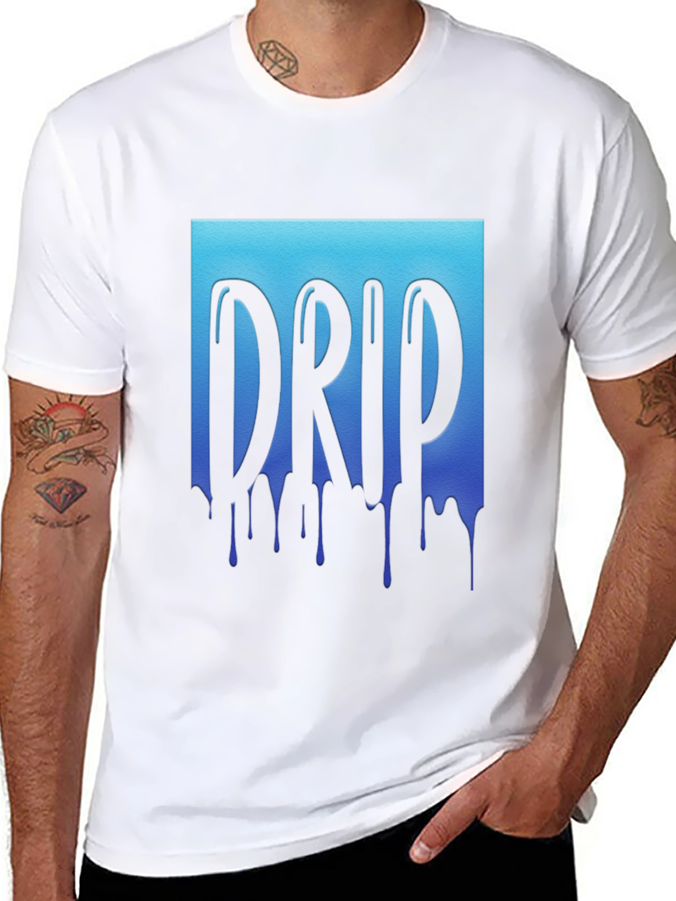Drip Graphic Tee - Cool Blue Design