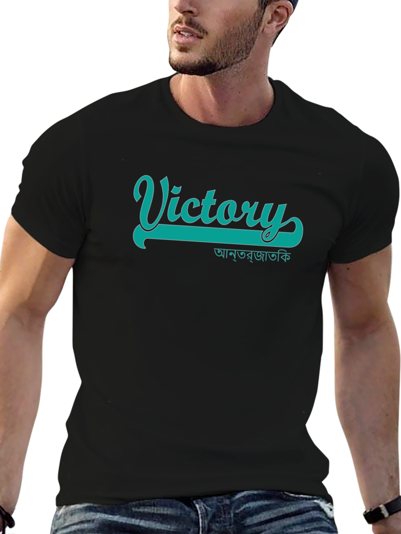 Victory Graphic Tee - Stylish Black Cotton T-Shirt
