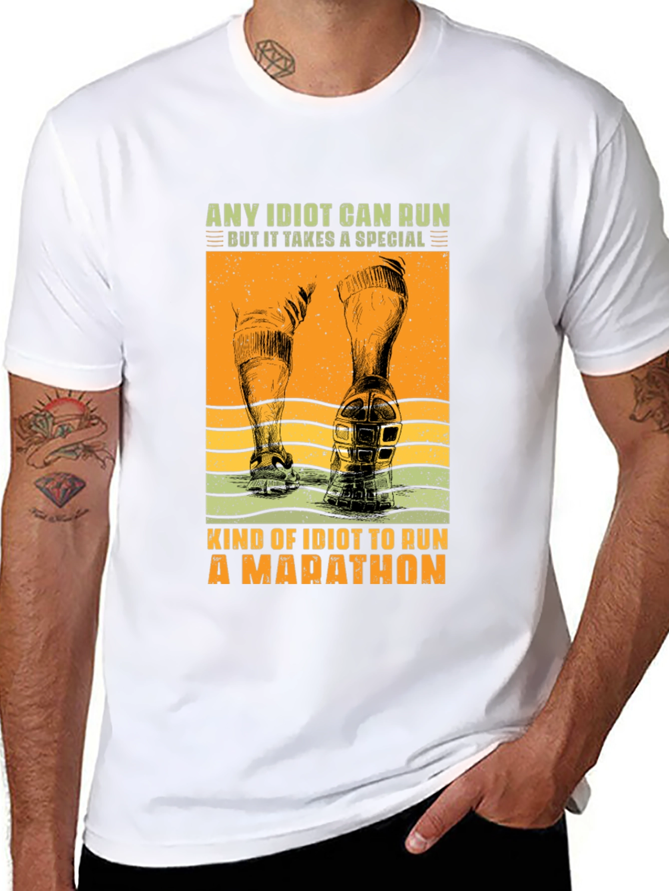 Marathon Runner T-Shirt - Any Idiot Can Run