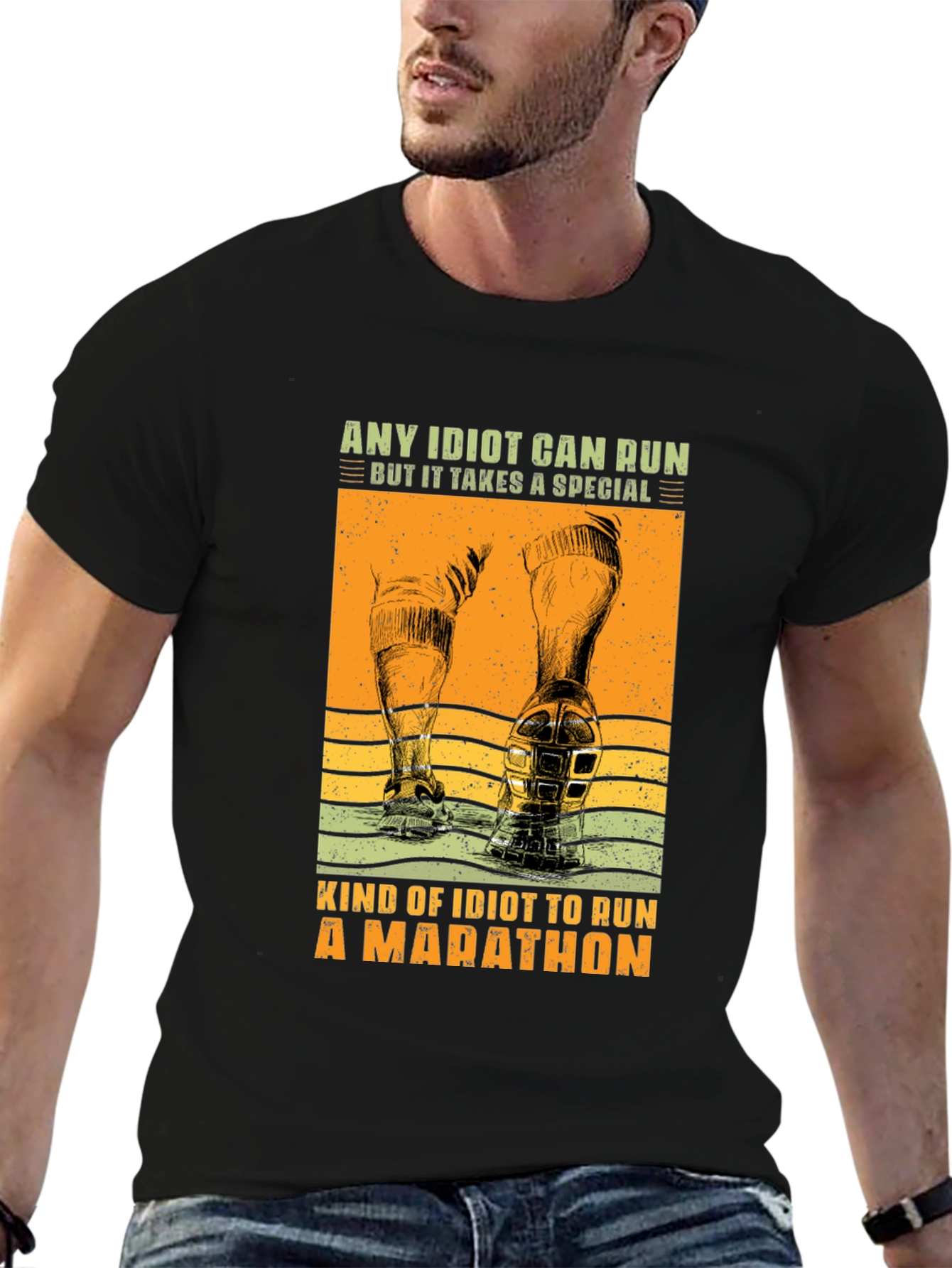 Marathon Runner T-Shirt - Any Idiot Can Run
