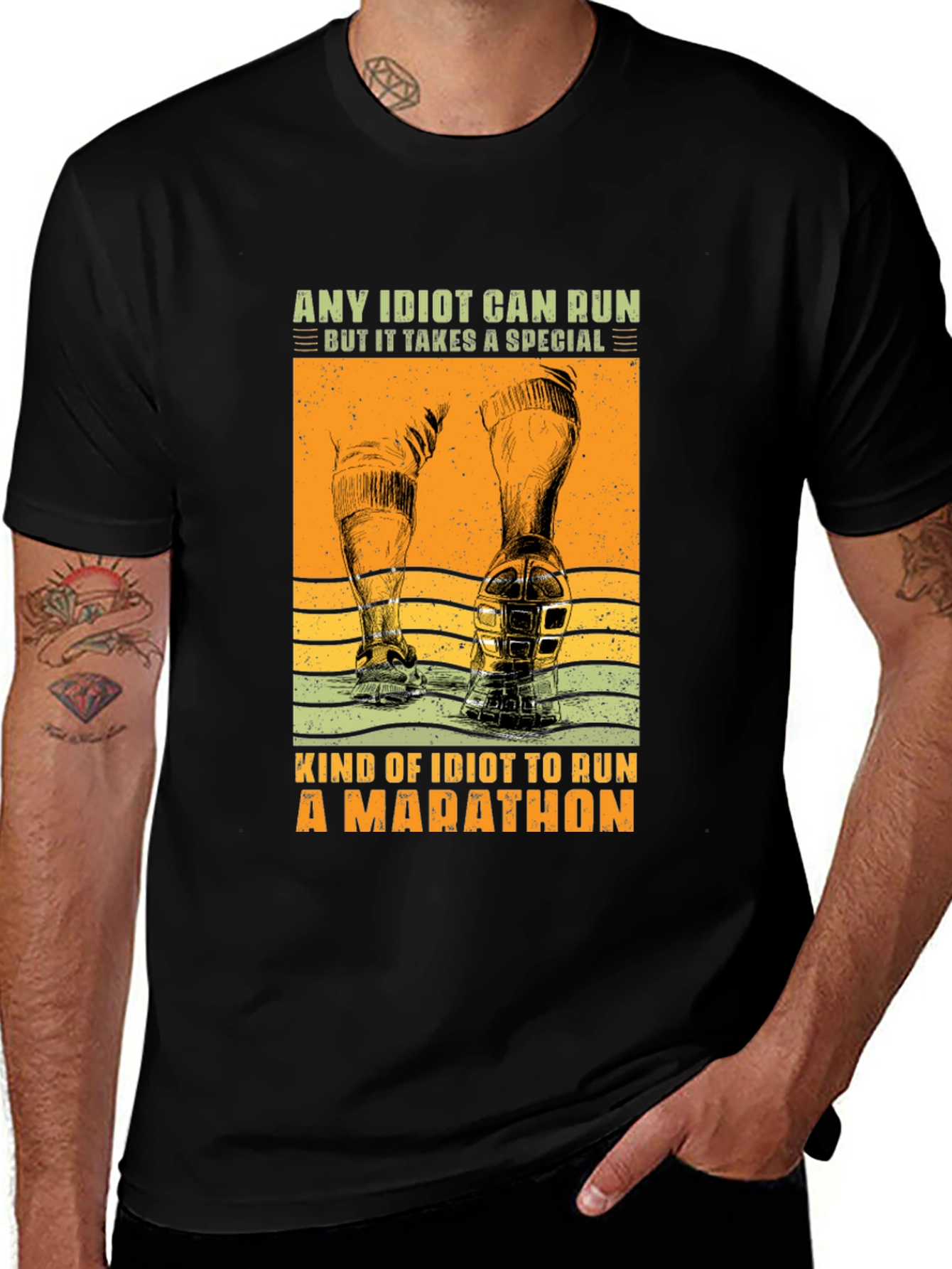 Marathon Runner T-Shirt - Any Idiot Can Run