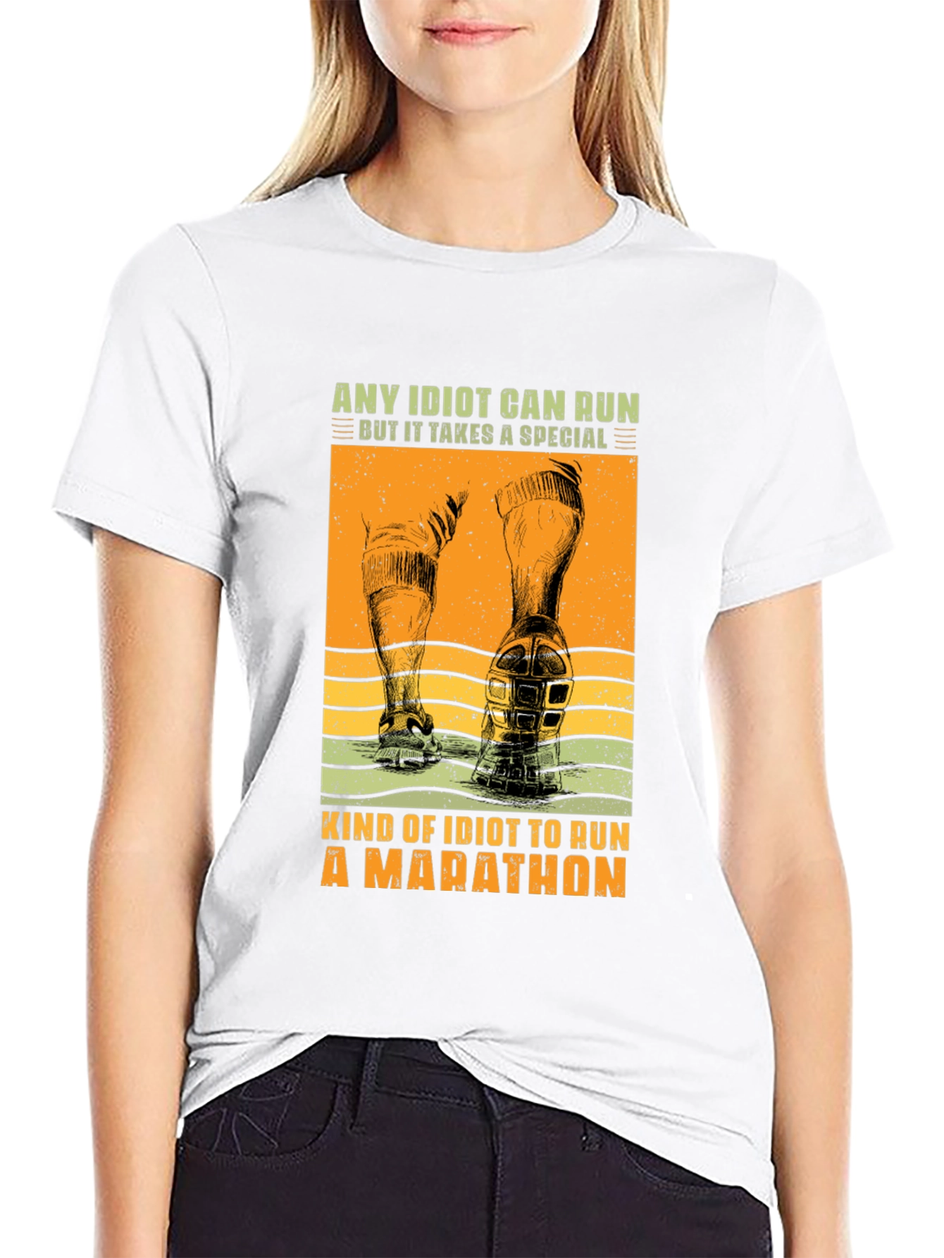 Marathon Runner T-Shirt - Any Idiot Can Run