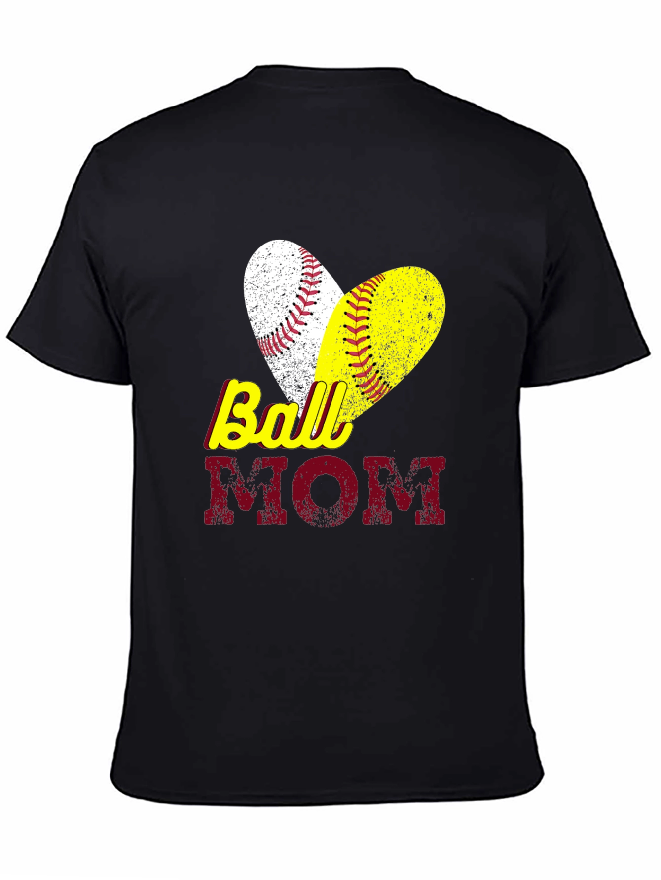 Ball Mom T-Shirt Baseball Softball Heart Graphic Tee