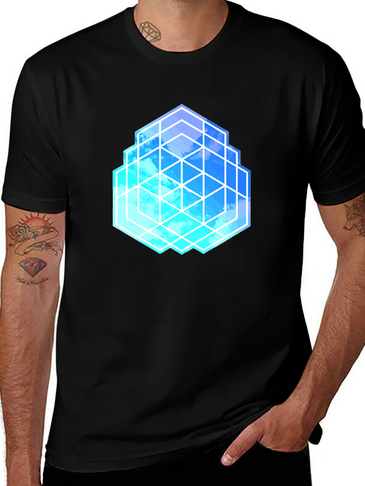 Geometric Cloud Cube T-Shirt - Stylish Graphic Tee