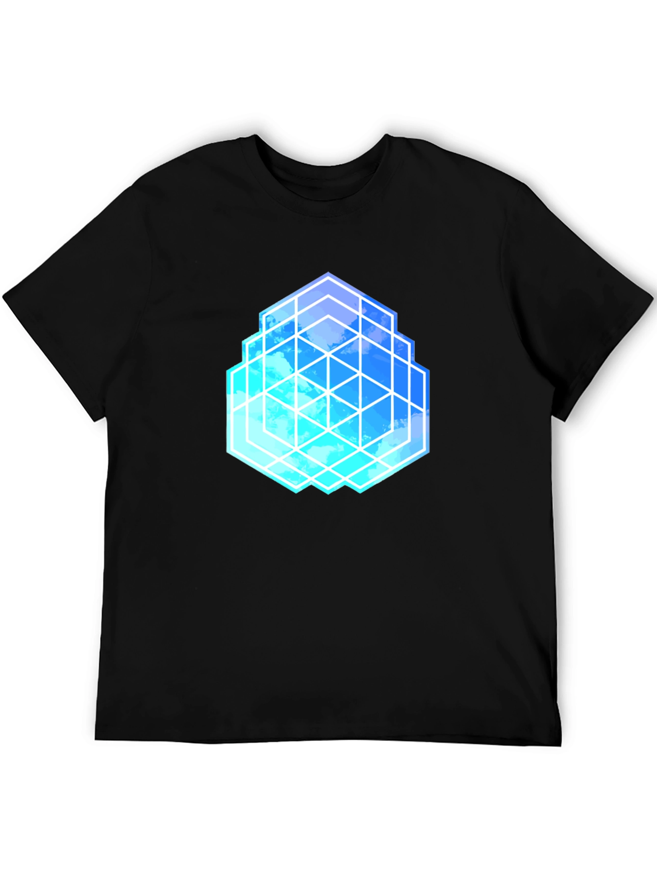 Geometric Cloud Cube T-Shirt - Stylish Graphic Tee