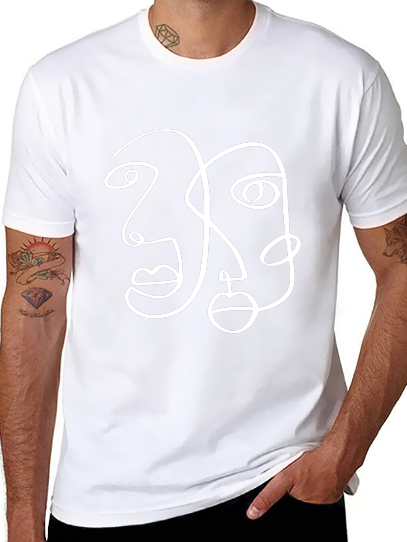 Abstract Face Line Art Graphic Tee