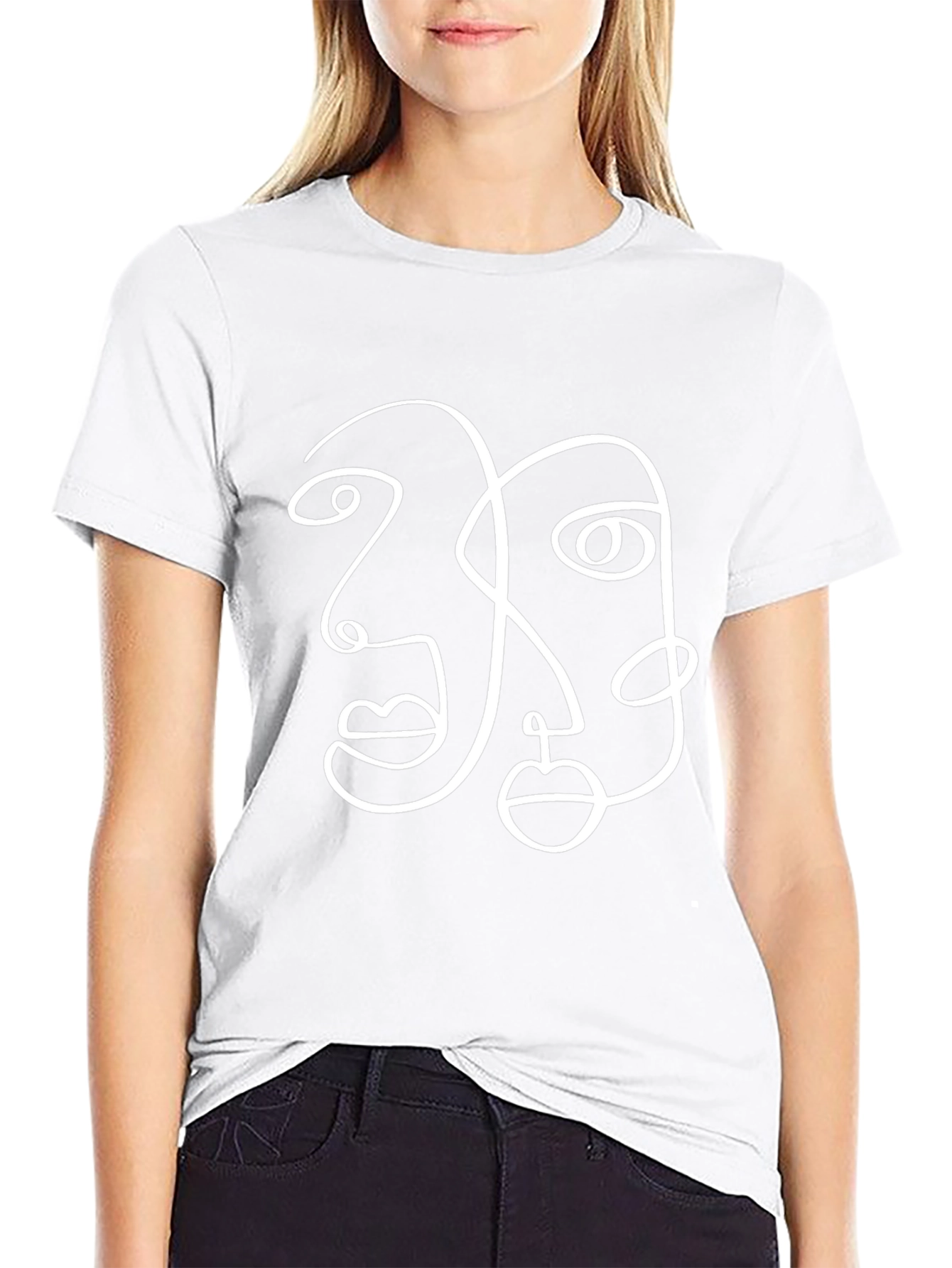 Abstract Face Line Art Graphic Tee