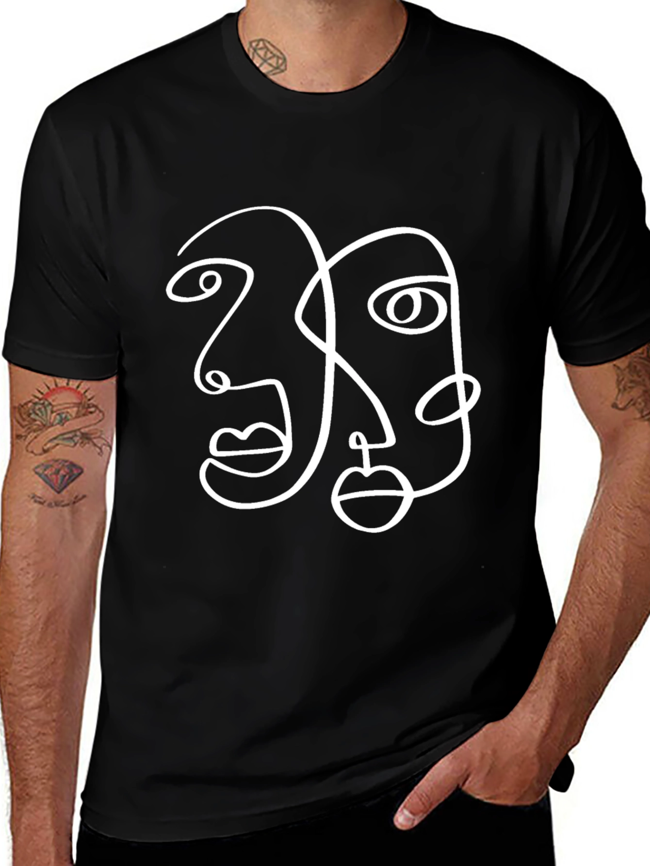 Abstract Face Line Art Graphic Tee