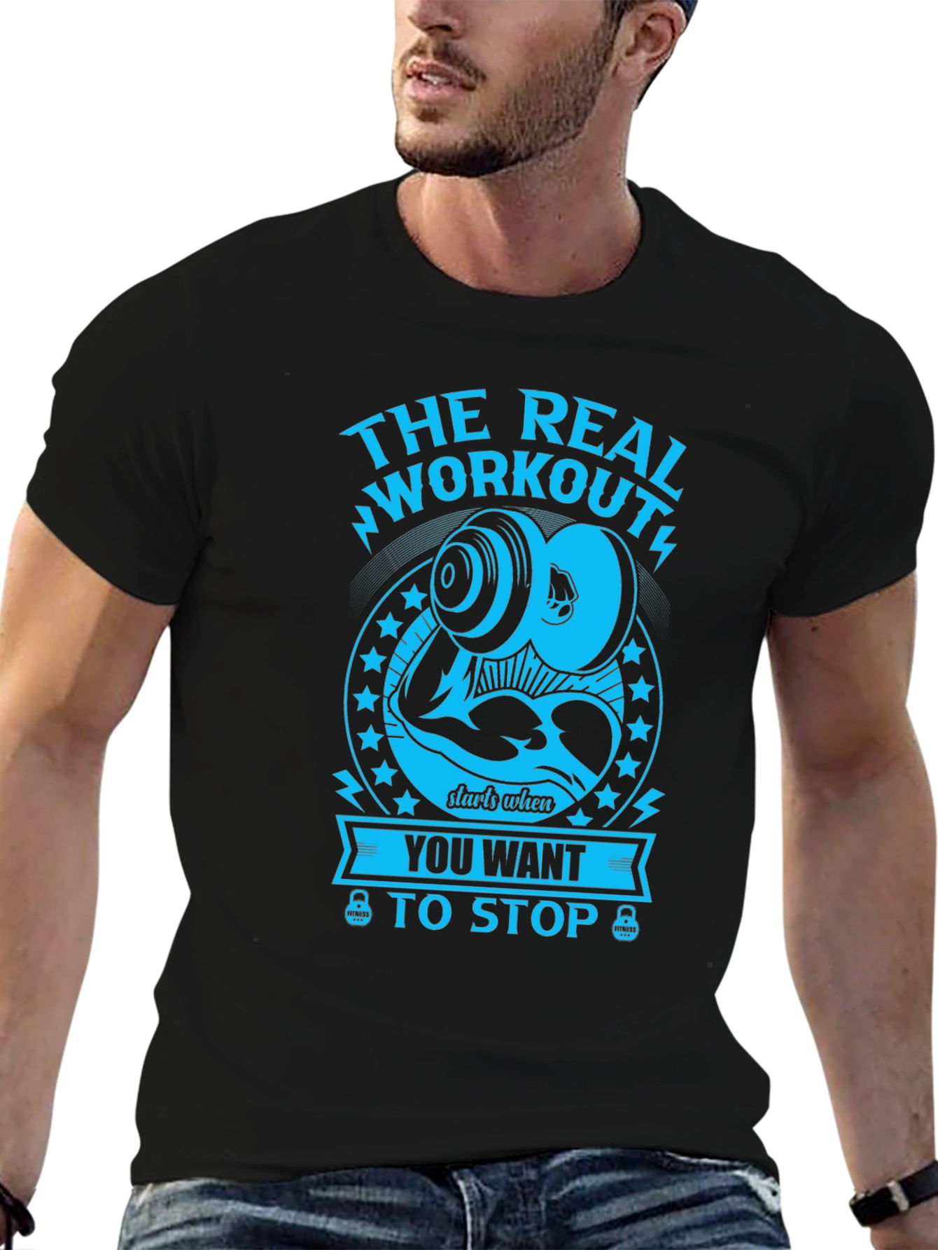 Workout Motivation Graphic Tee - Black
