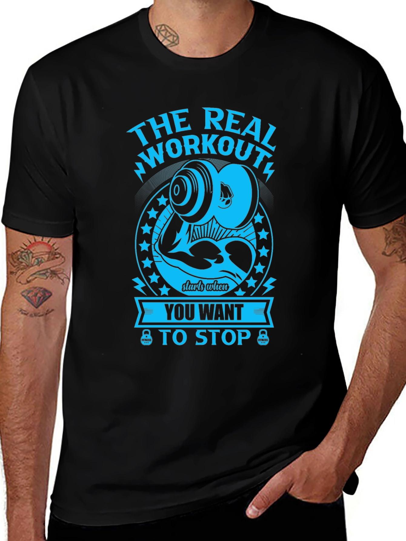 Workout Motivation Graphic Tee - Black