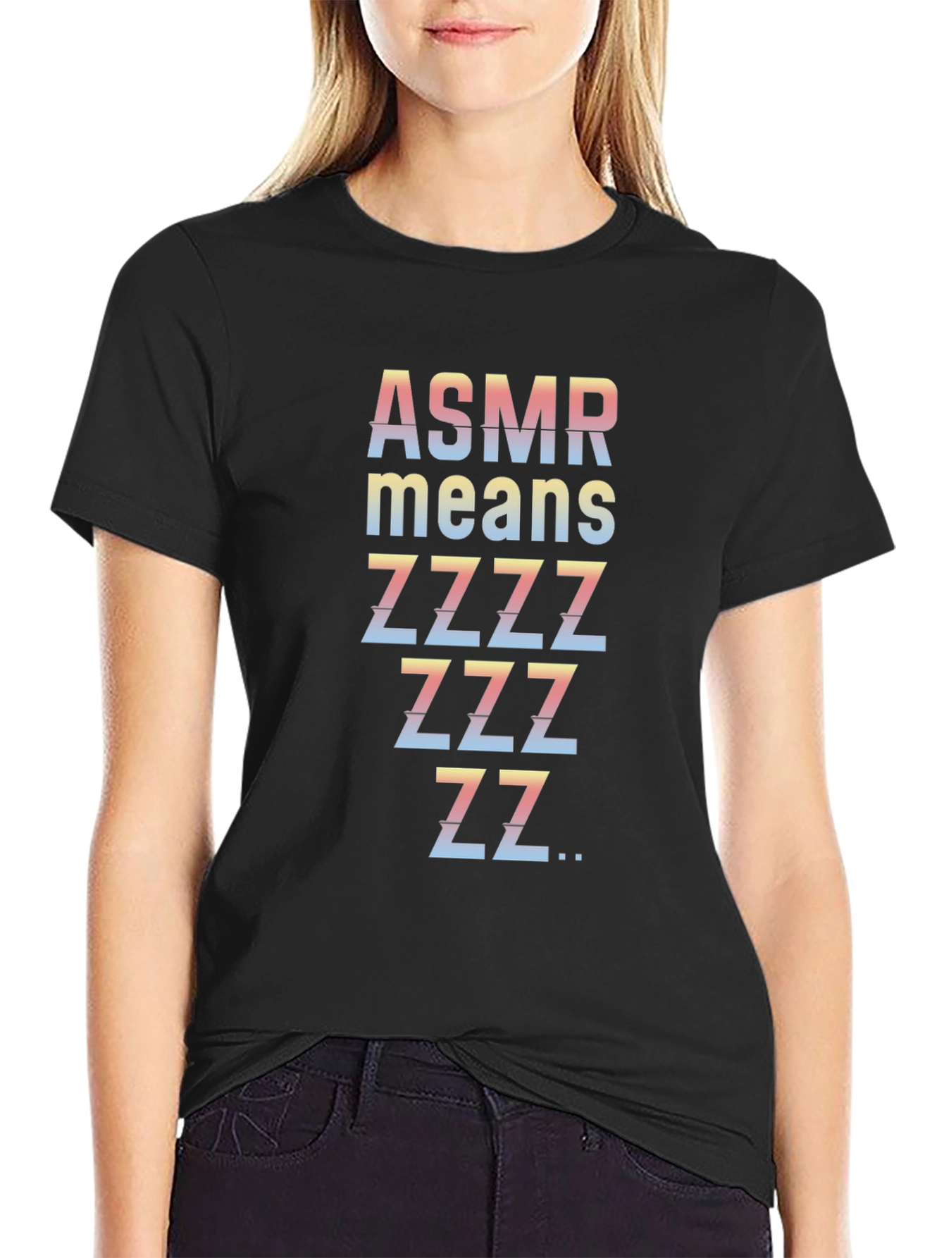 ASMR Sleepy Zzz Mens Black T-Shirt
