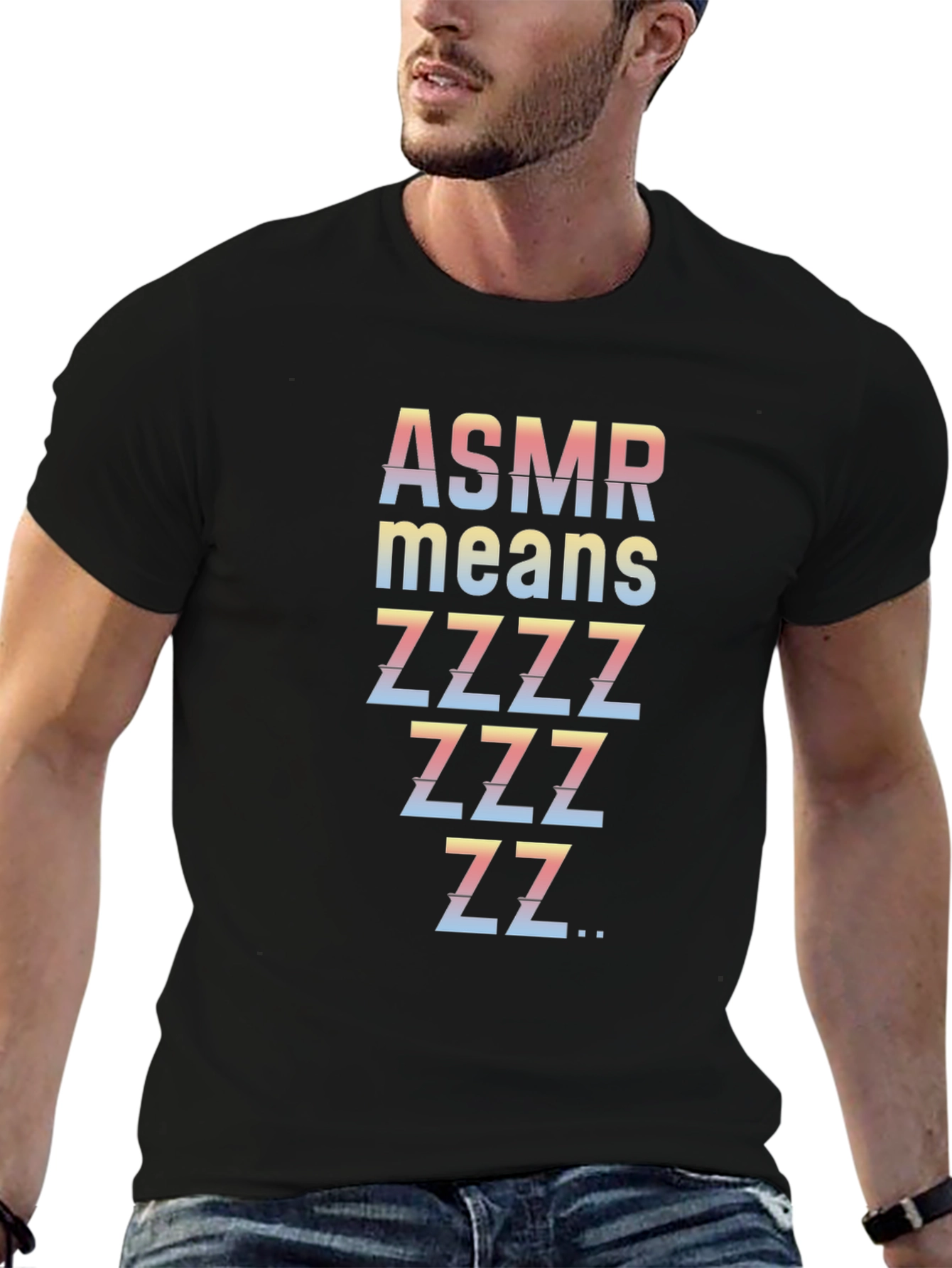 ASMR Sleepy Zzz Mens Black T-Shirt