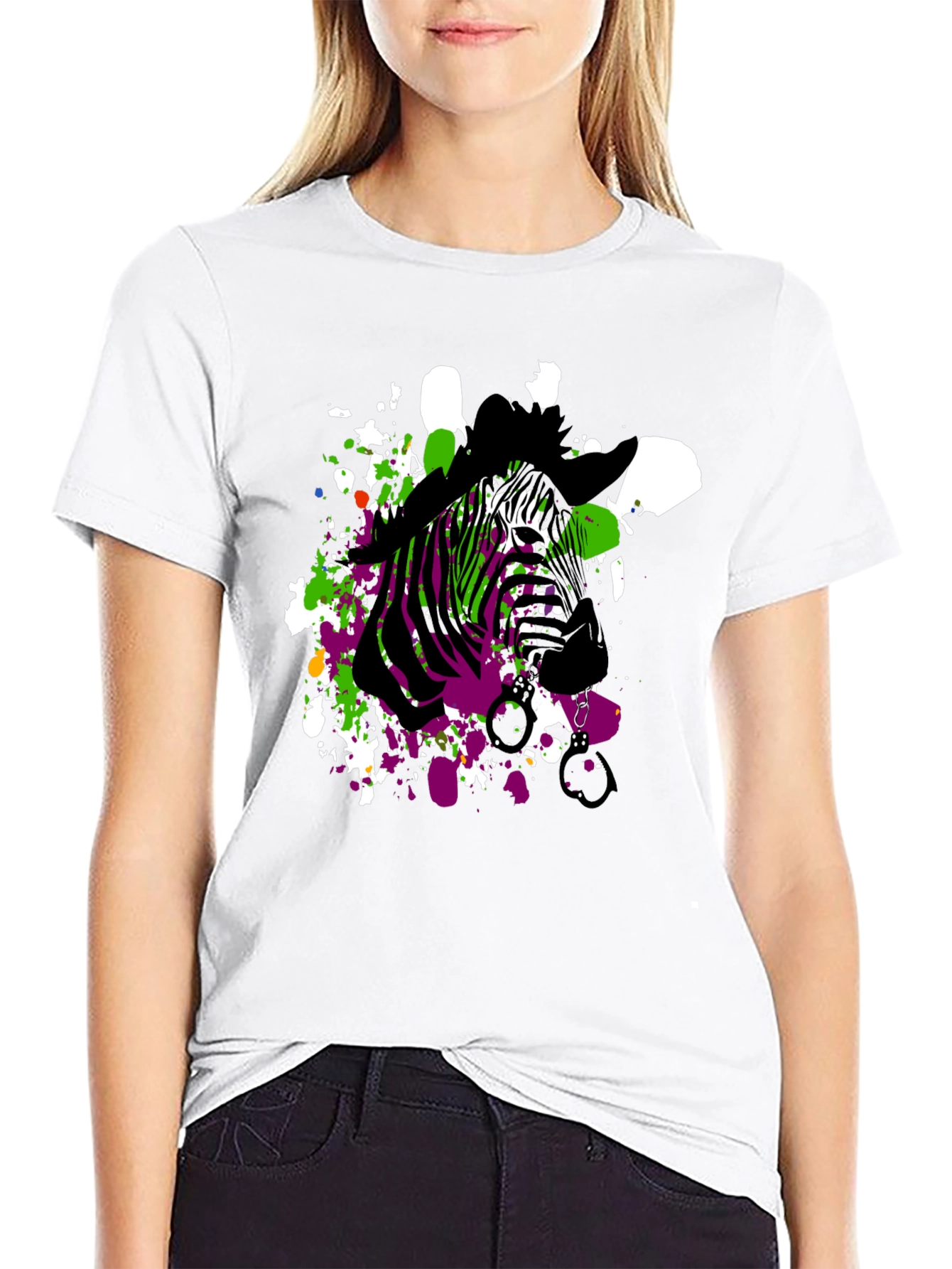 Zebra Art Mens Black T-Shirt