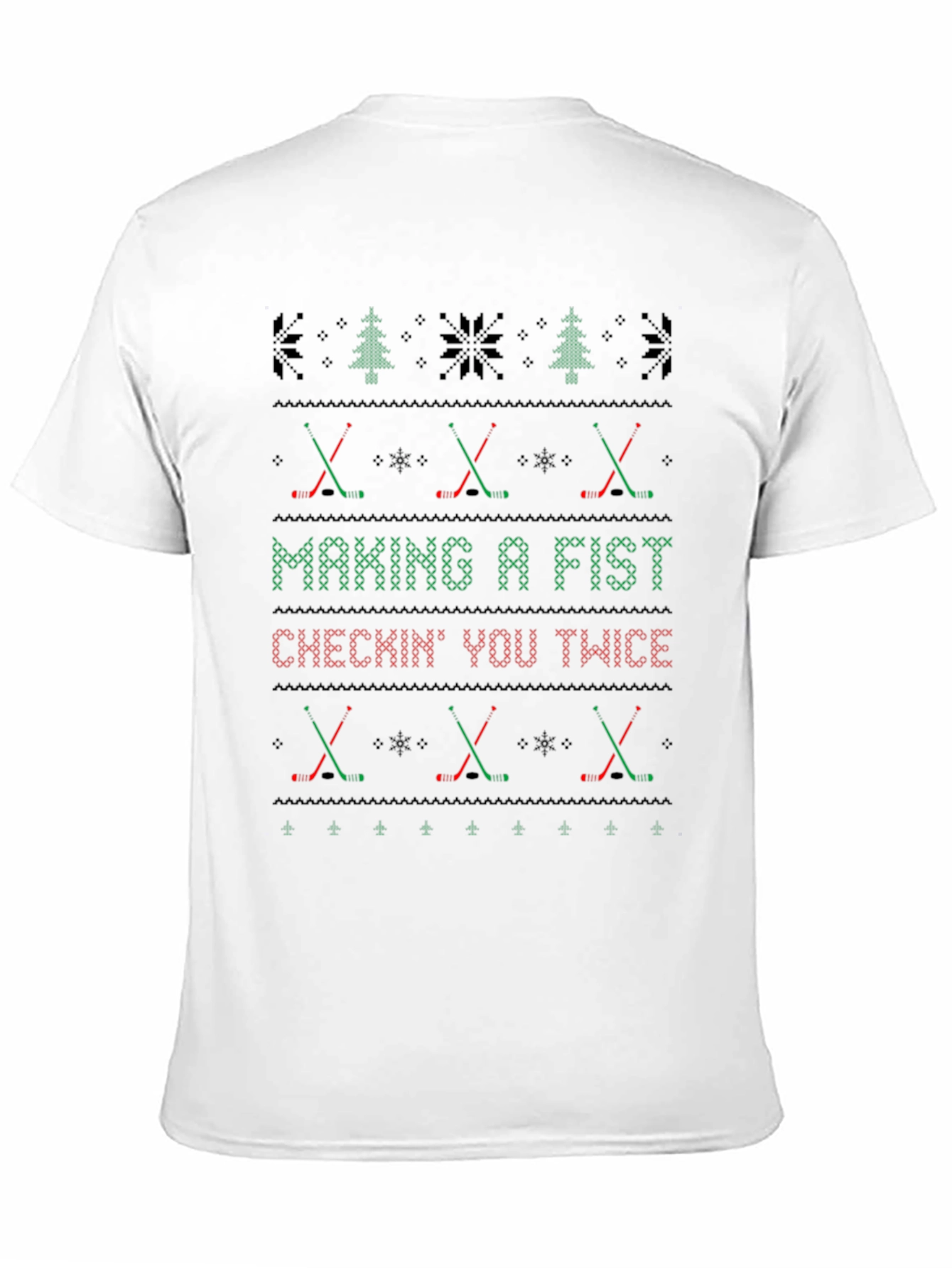 Making a Fist Checkin You Twice Hockey Christmas T-Shirt