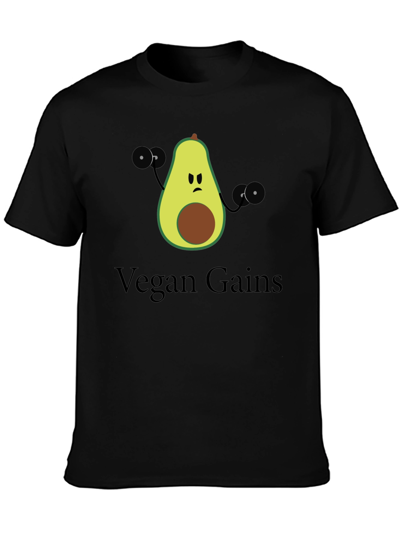 Vegan Gains T-Shirt - Avocado Fitness Design