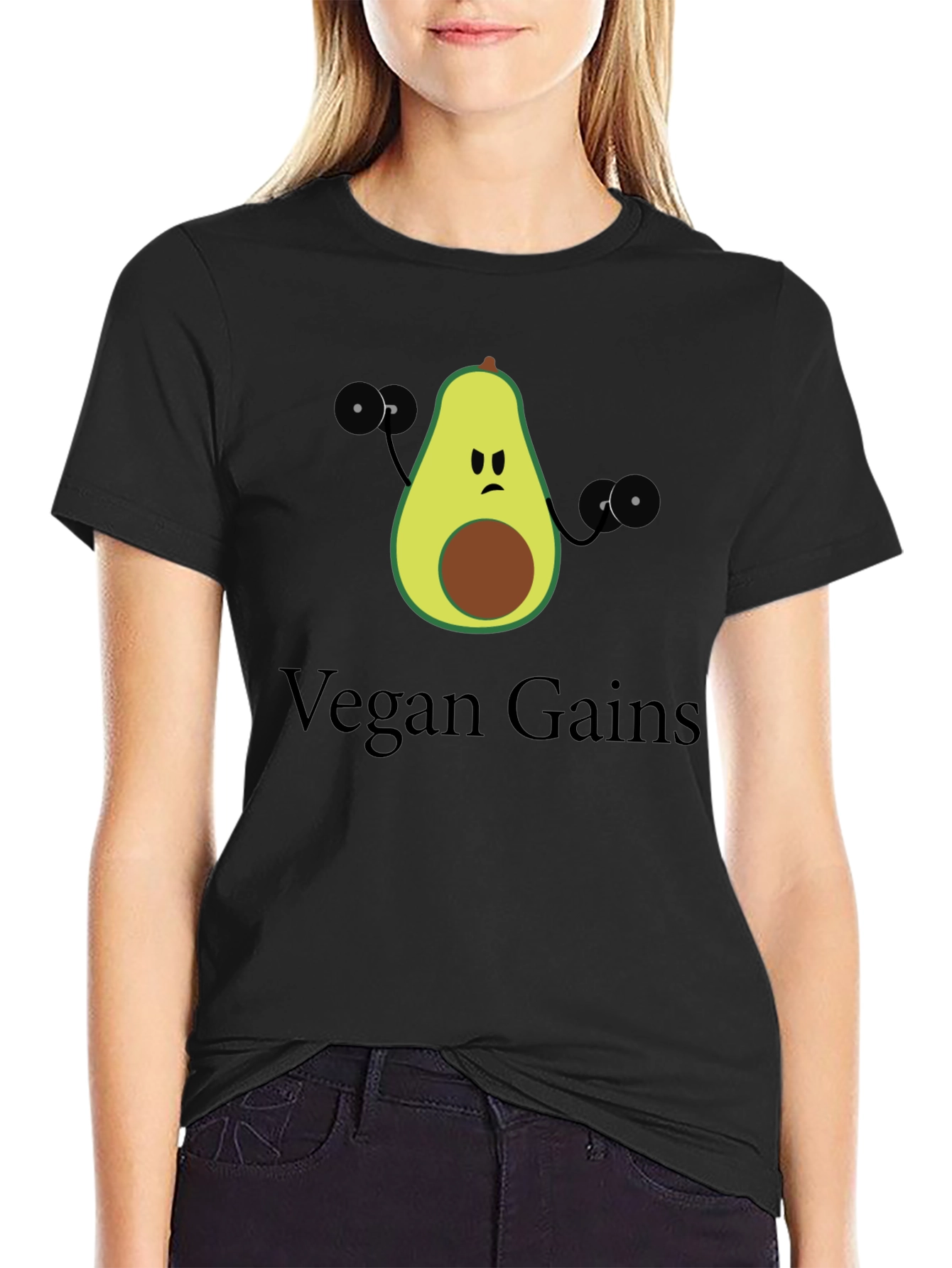 Vegan Gains T-Shirt - Avocado Fitness Design