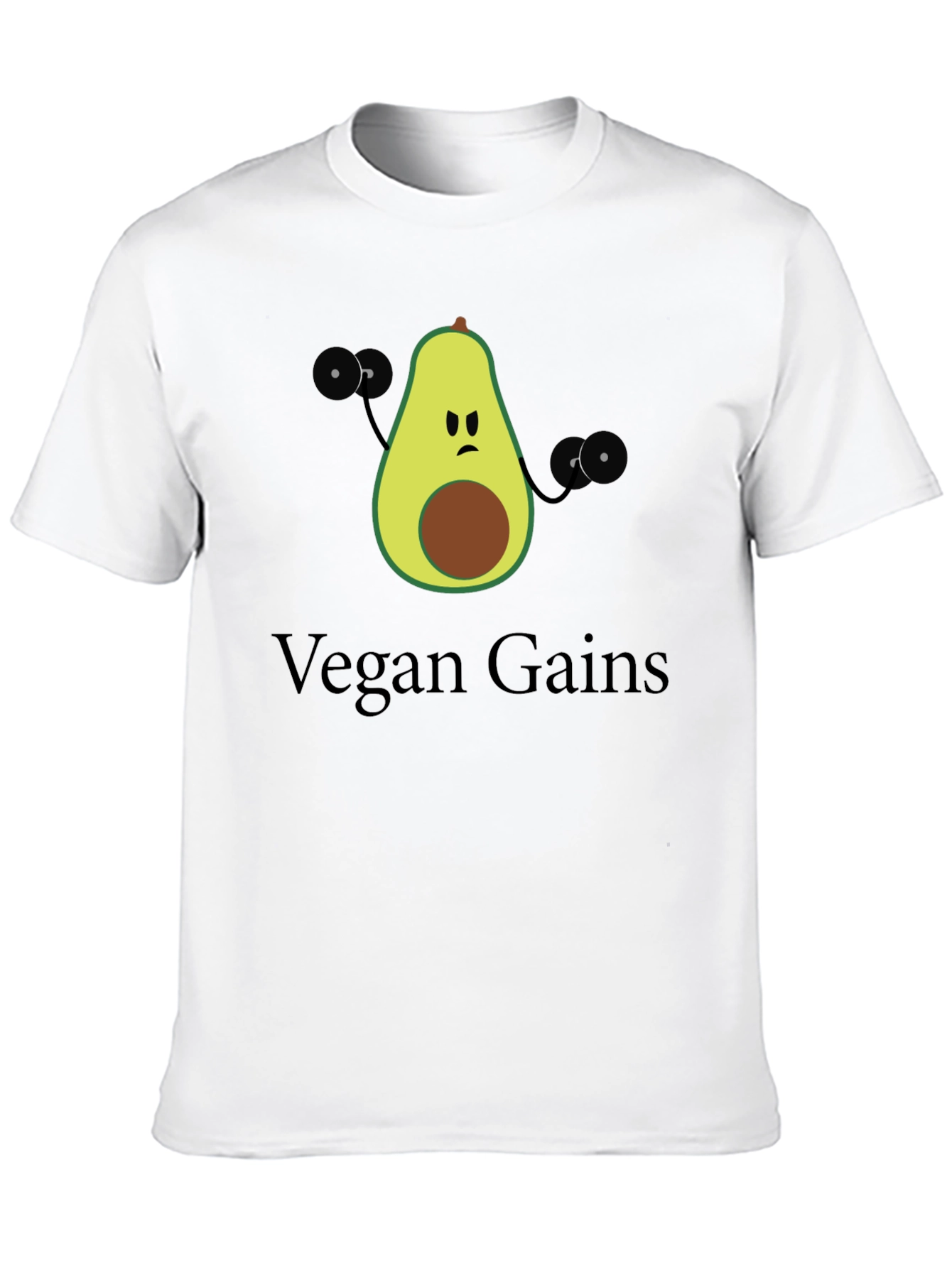 Vegan Gains T-Shirt - Avocado Fitness Design