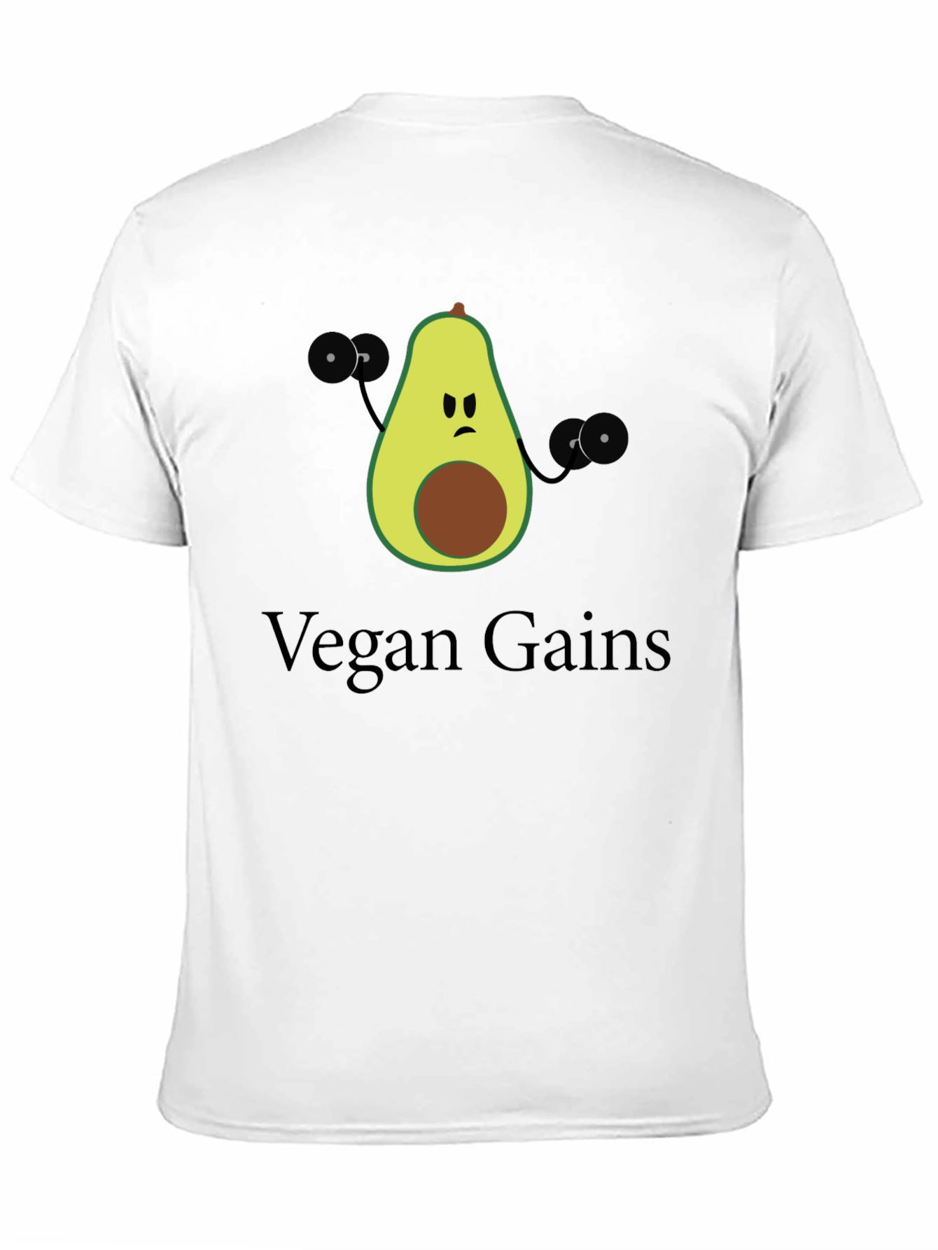 Vegan Gains T-Shirt - Avocado Fitness Design