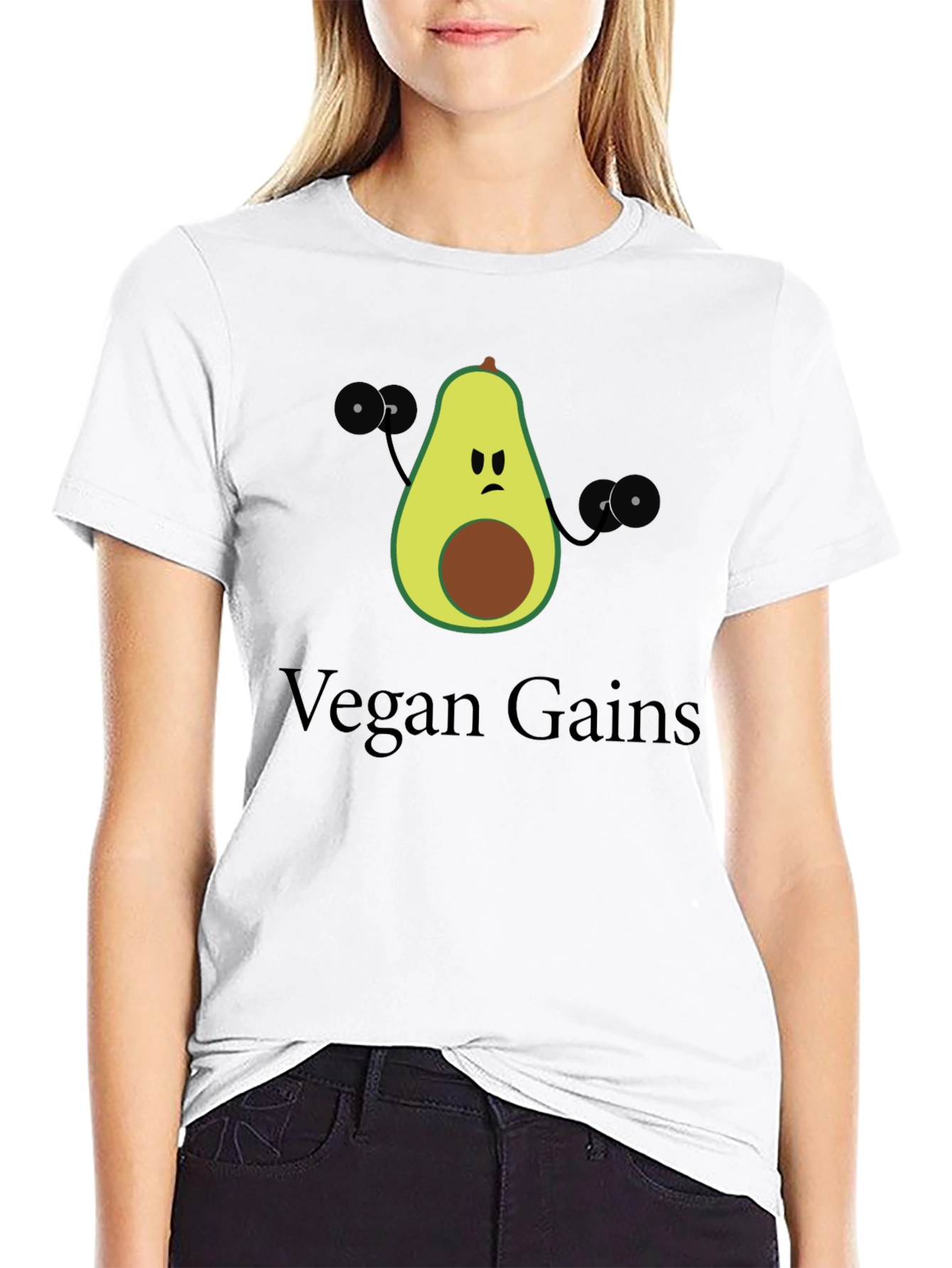 Vegan Gains T-Shirt - Avocado Fitness Design