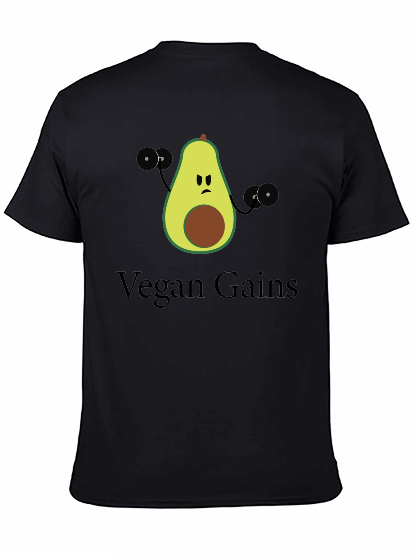 Vegan Gains T-Shirt - Avocado Fitness Design
