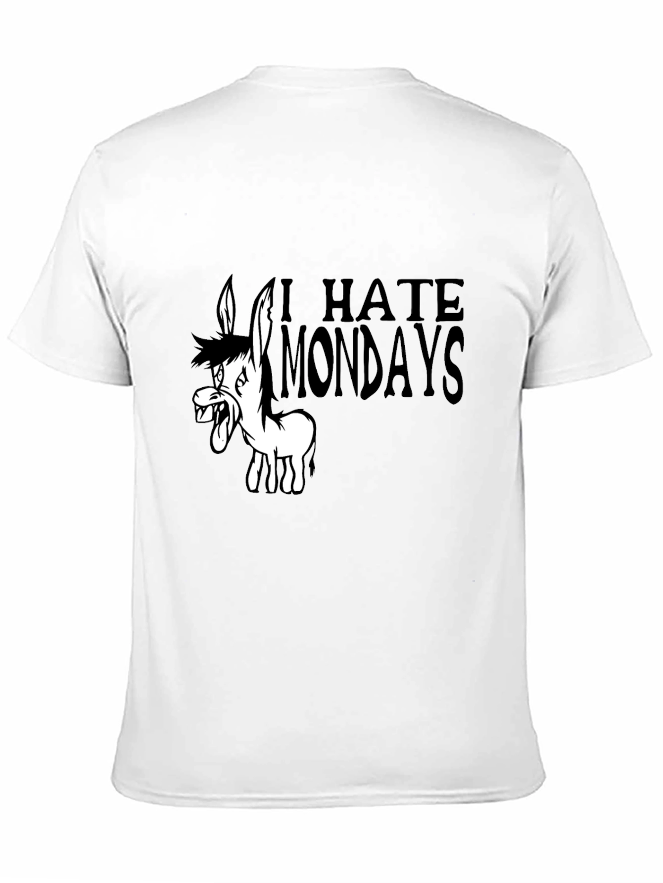 I Hate Mondays Cartoon Donkey Black T-Shirt