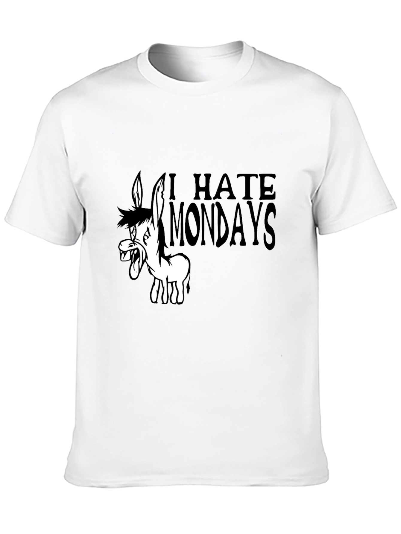 I Hate Mondays Cartoon Donkey Black T-Shirt