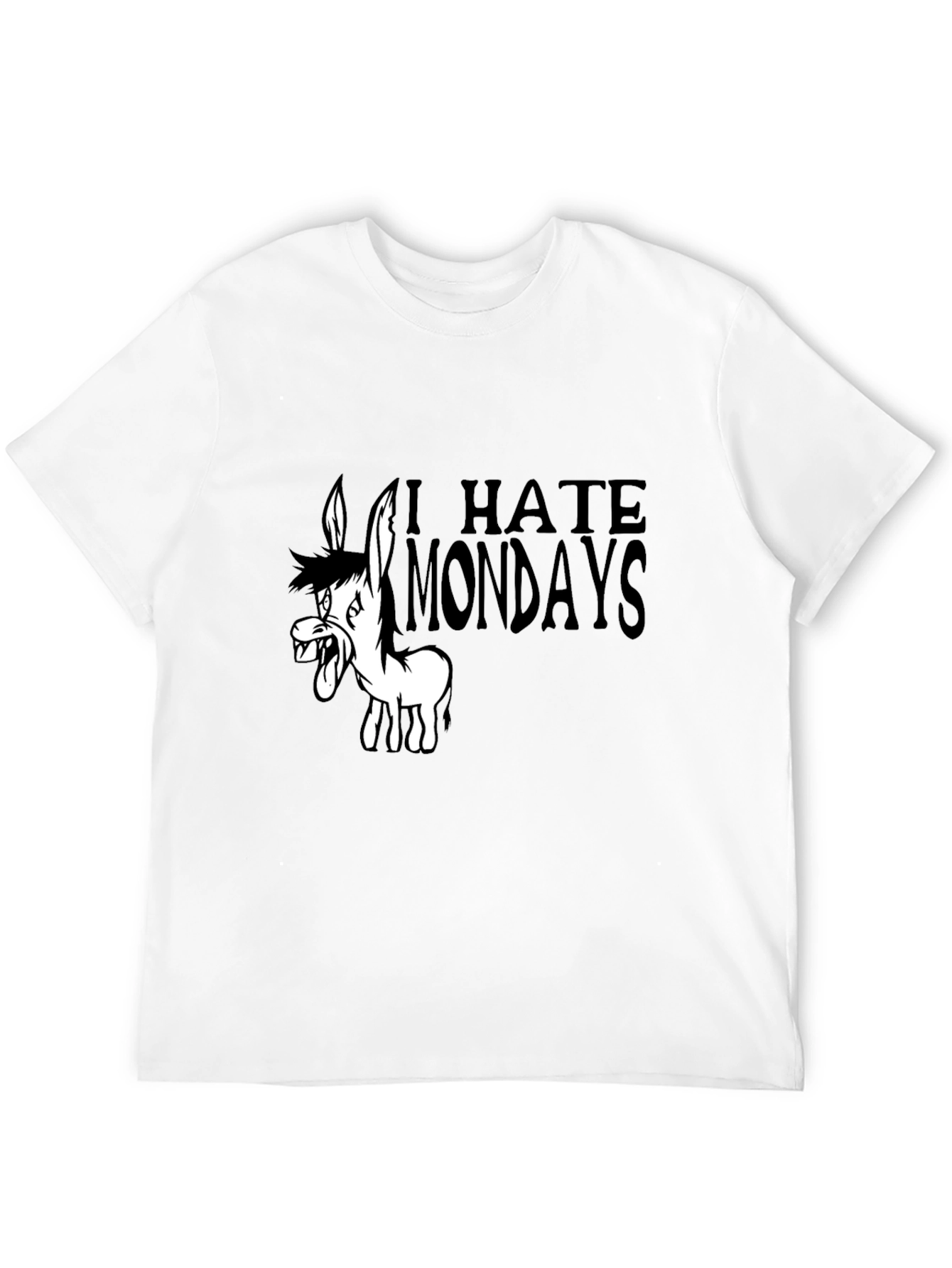 I Hate Mondays Cartoon Donkey Black T-Shirt