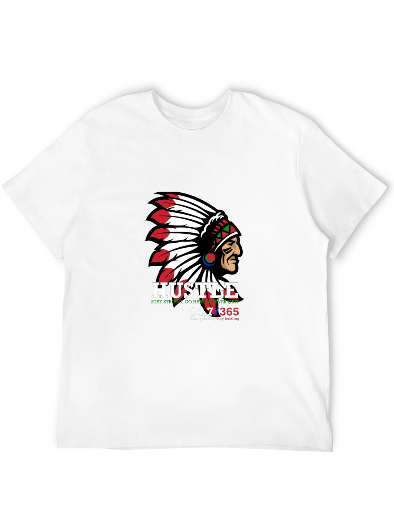 Hustle Native American Chief Graphic T-Shirt