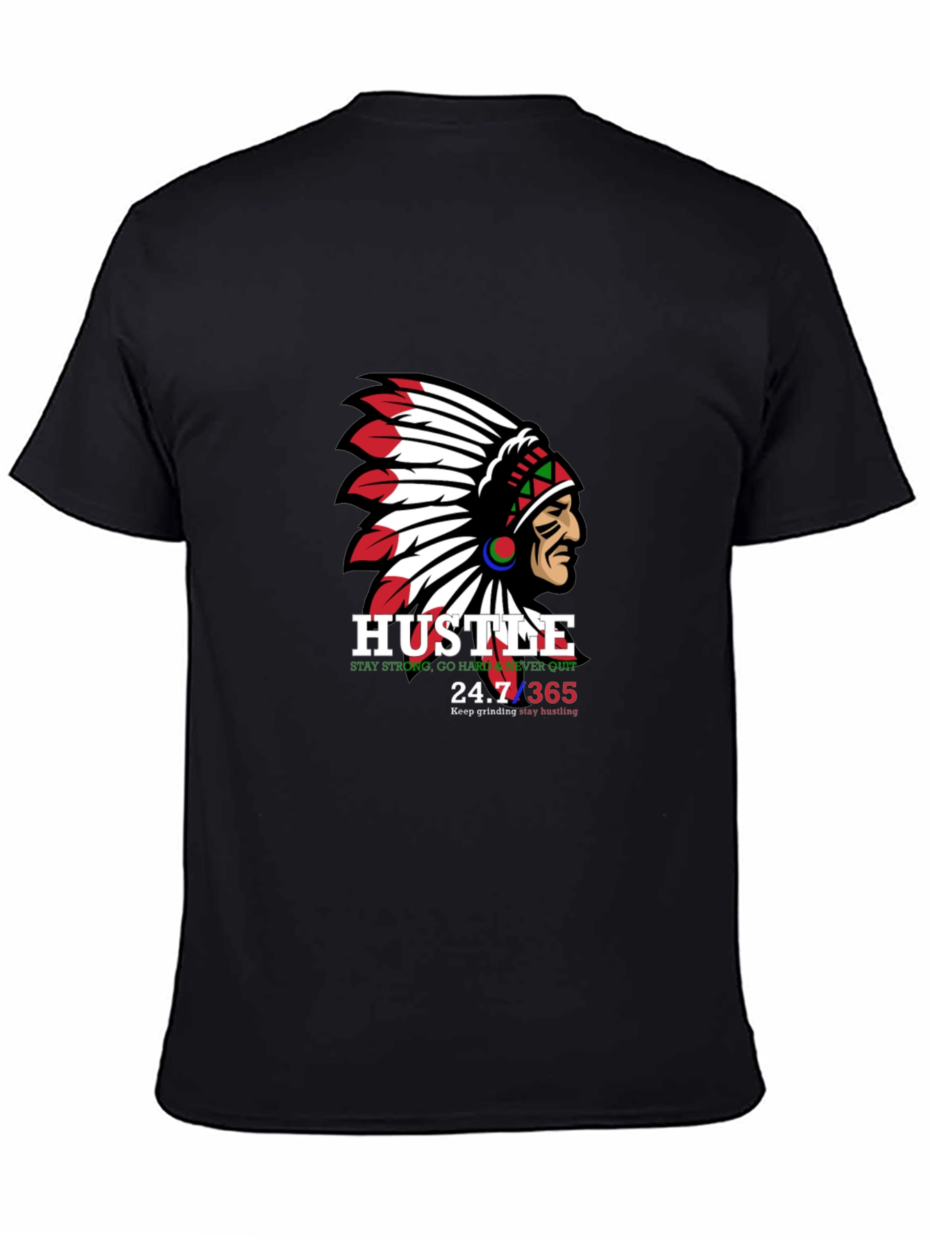 Hustle Native American Chief Graphic T-Shirt