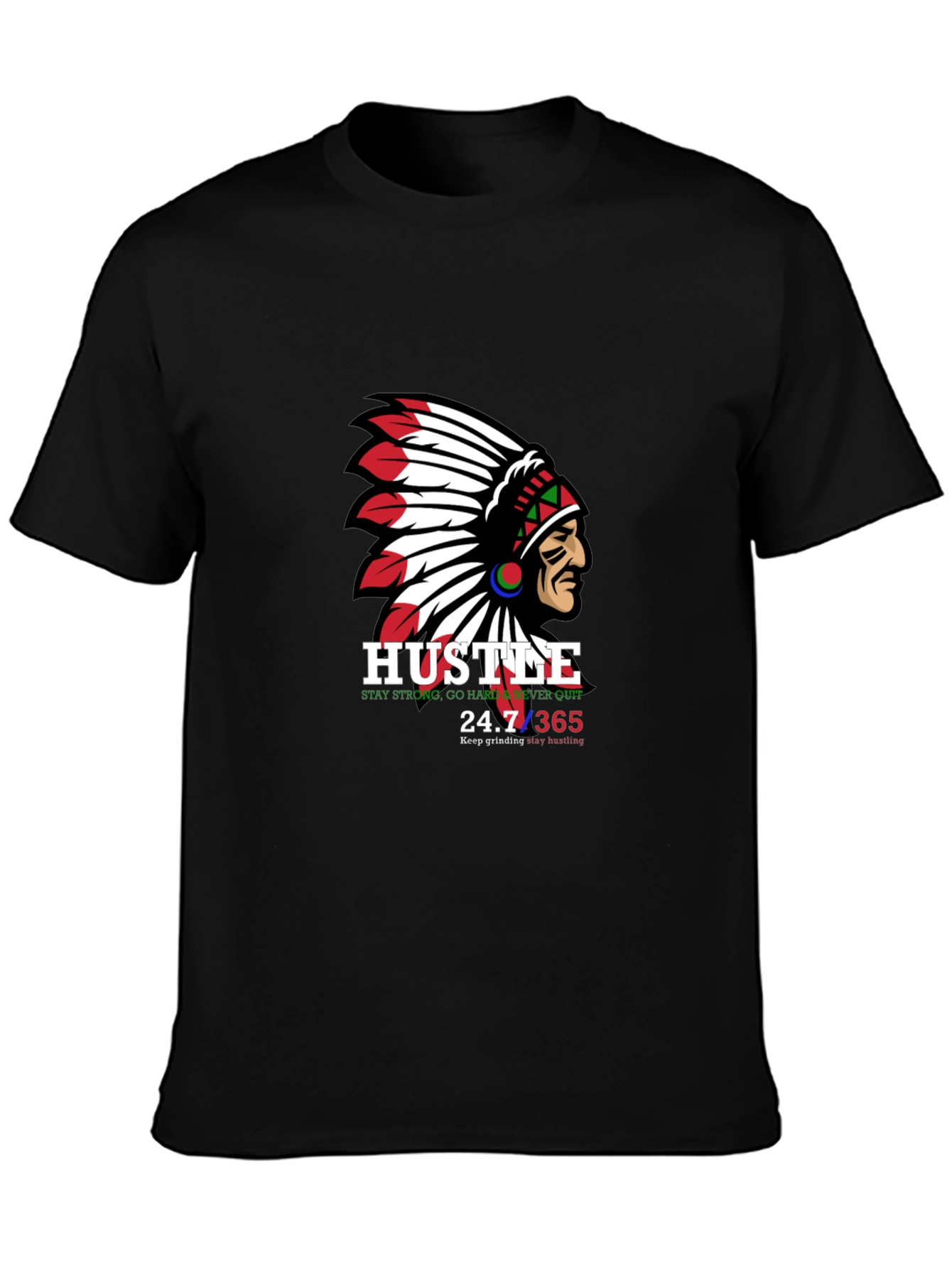 Hustle Native American Chief Graphic T-Shirt