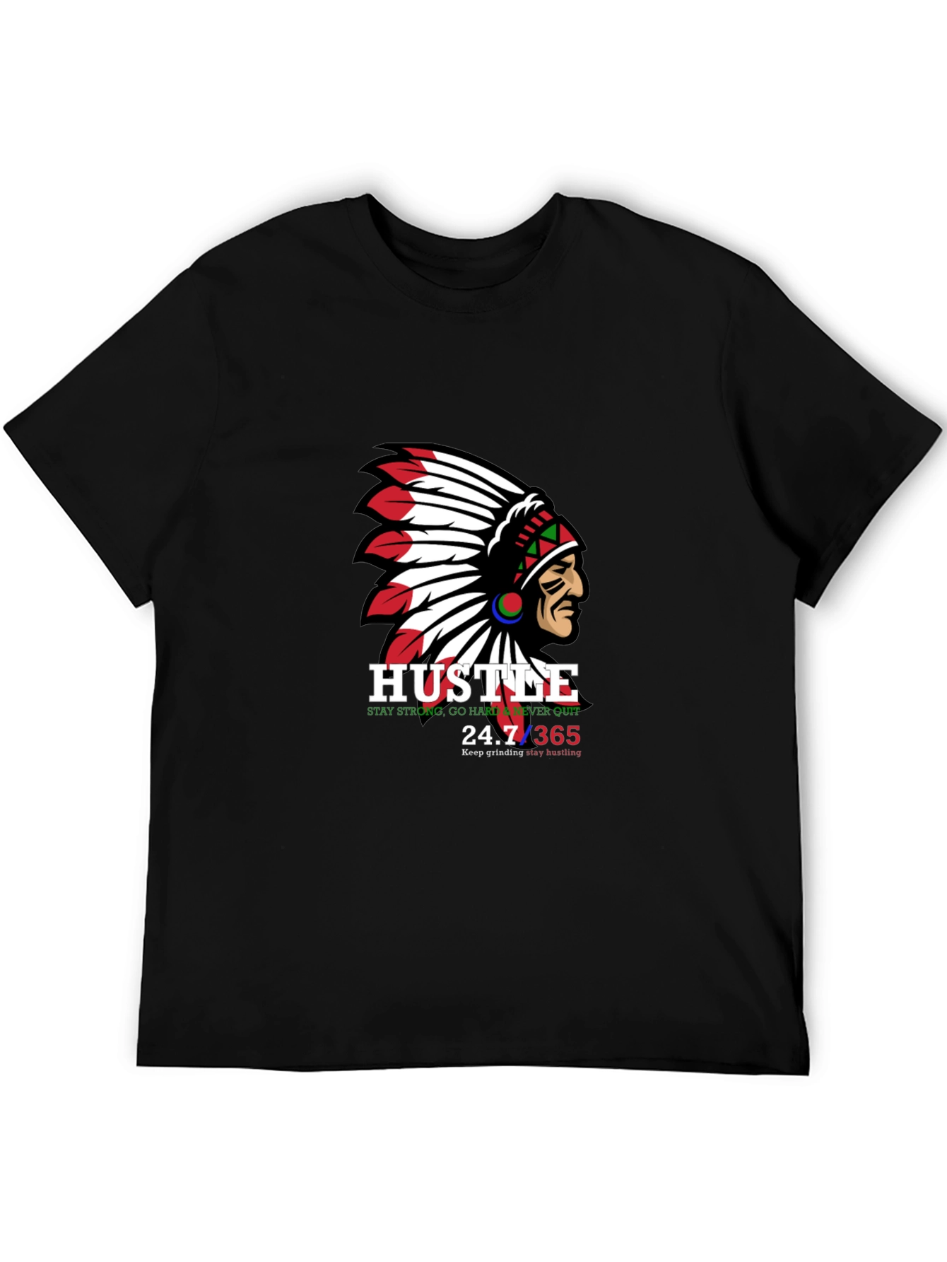 Hustle Native American Chief Graphic T-Shirt