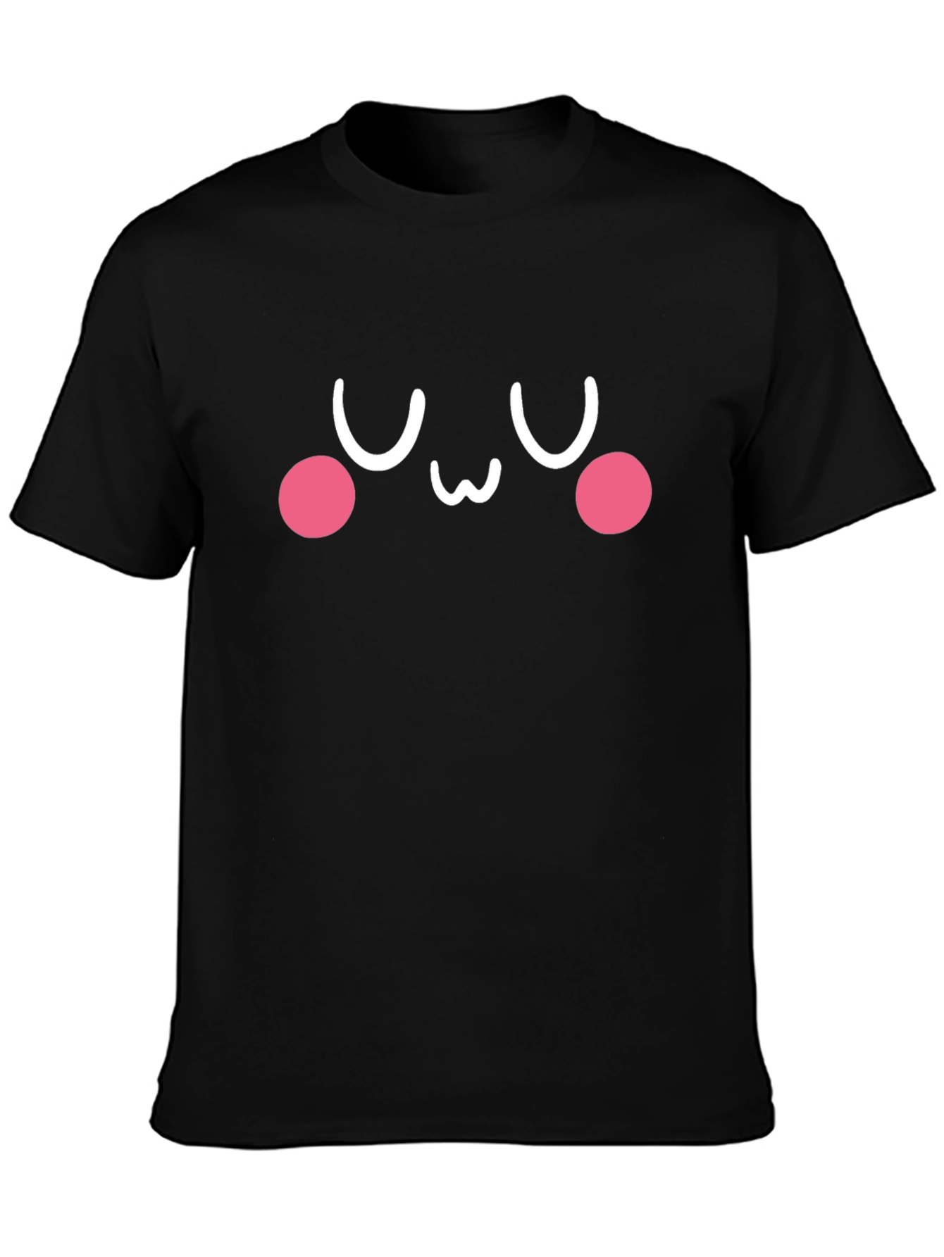 Cute Kawaii Face Black T-Shirt - Express Your Style!